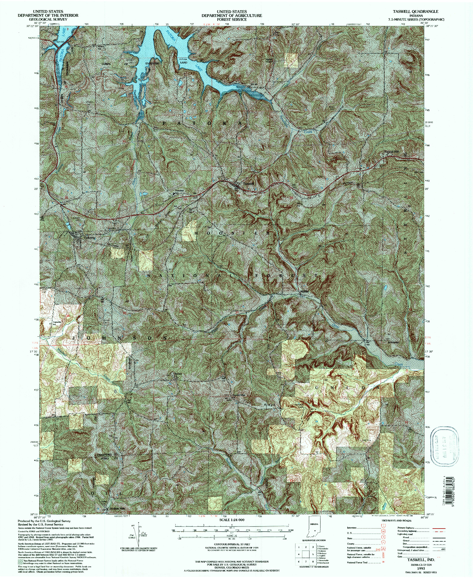 USGS 1:24000-SCALE QUADRANGLE FOR TASWELL, IN 1993