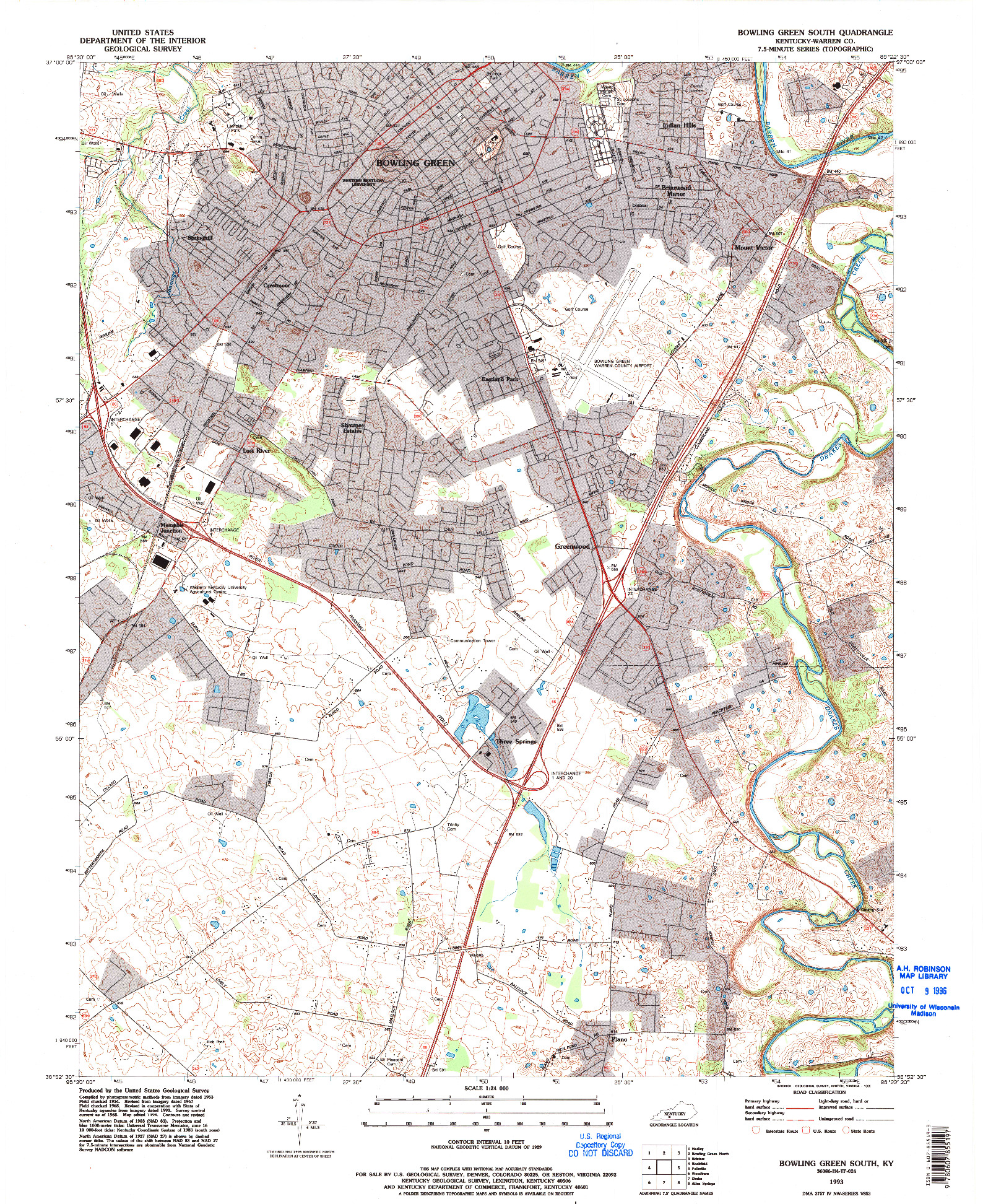 USGS 1:24000-SCALE QUADRANGLE FOR BOWLING GREEN SOUTH, KY 1993