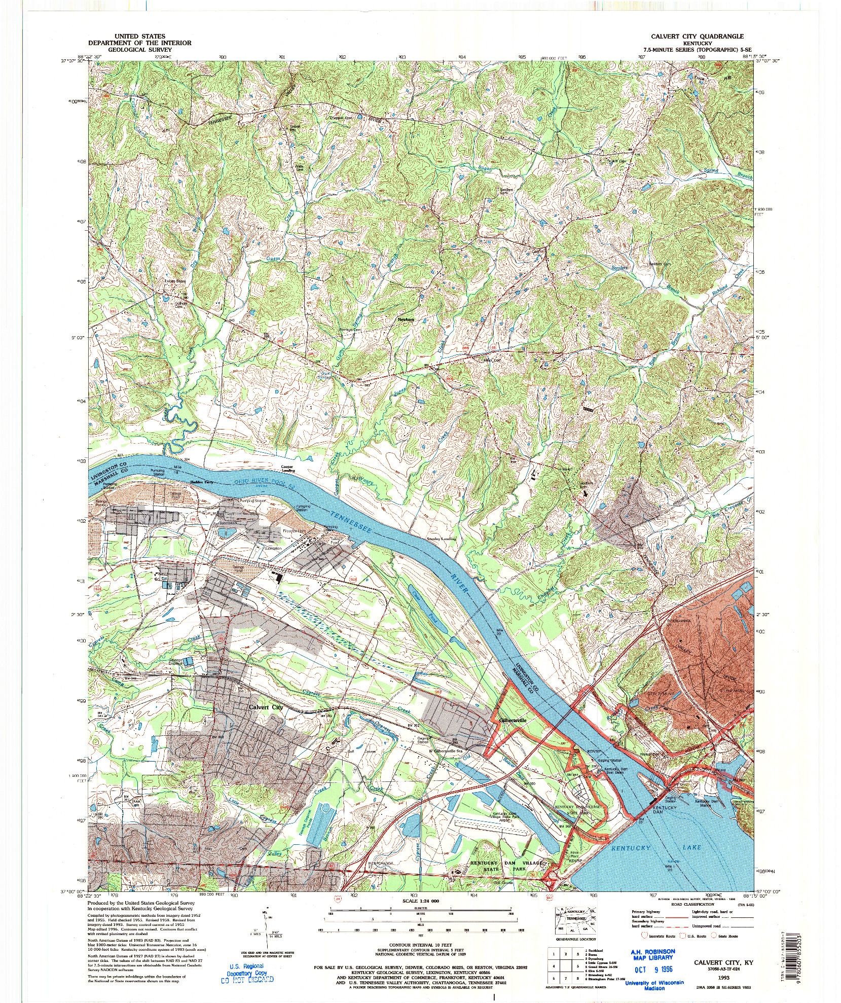 USGS 1:24000-SCALE QUADRANGLE FOR CALVERT CITY, KY 1993
