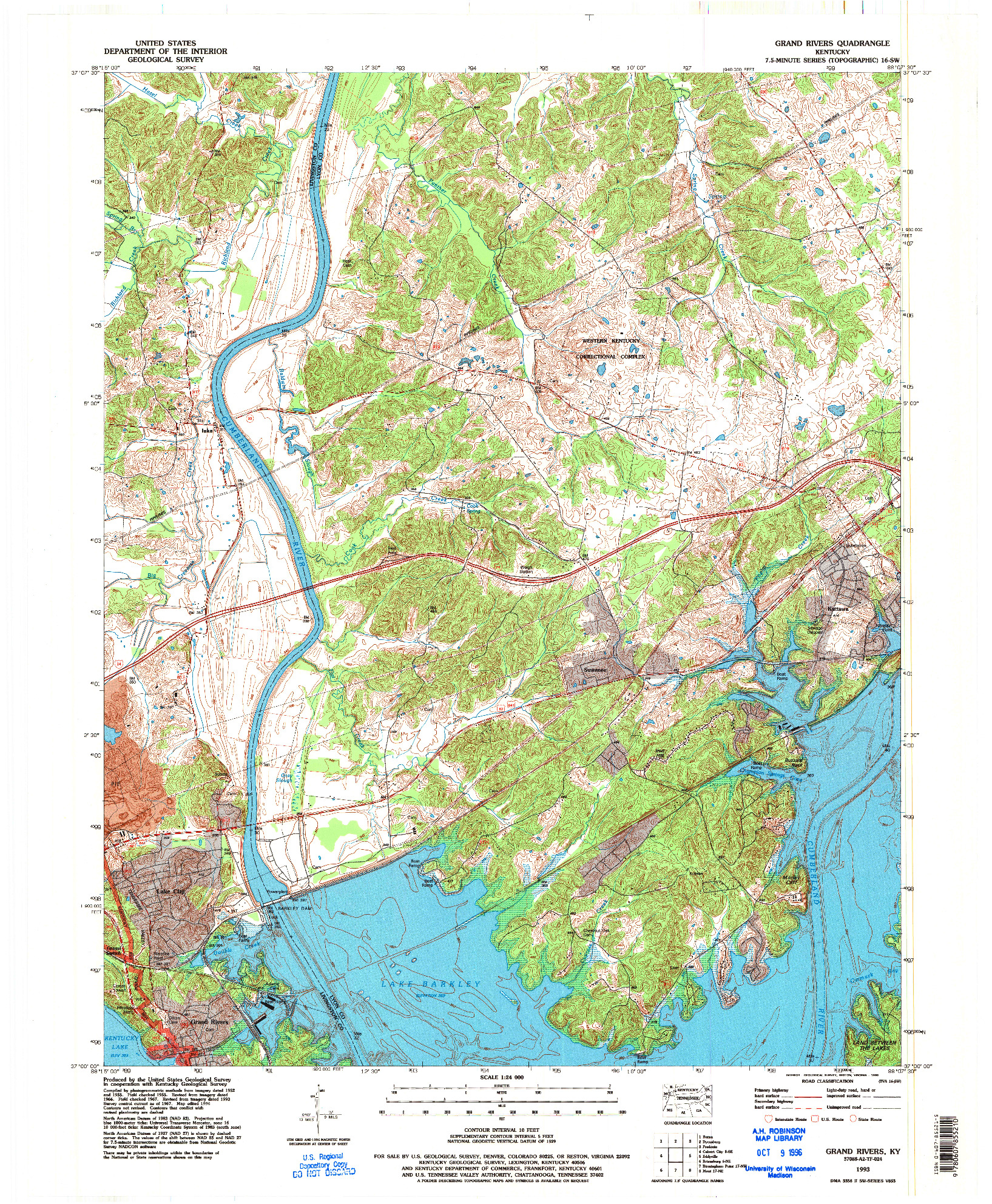 USGS 1:24000-SCALE QUADRANGLE FOR GRAND RIVERS, KY 1993