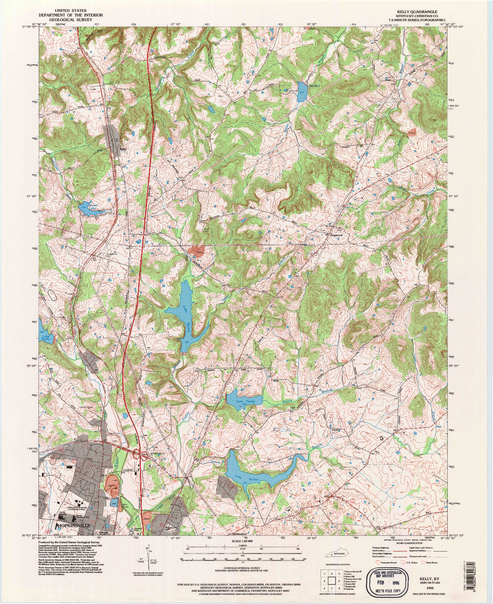 USGS 1:24000-SCALE QUADRANGLE FOR KELLY, KY 1993