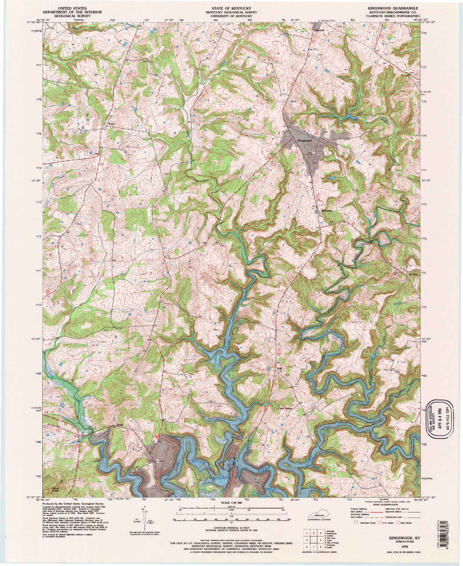 USGS 1:24000-SCALE QUADRANGLE FOR KINGSWOOD, KY 1993