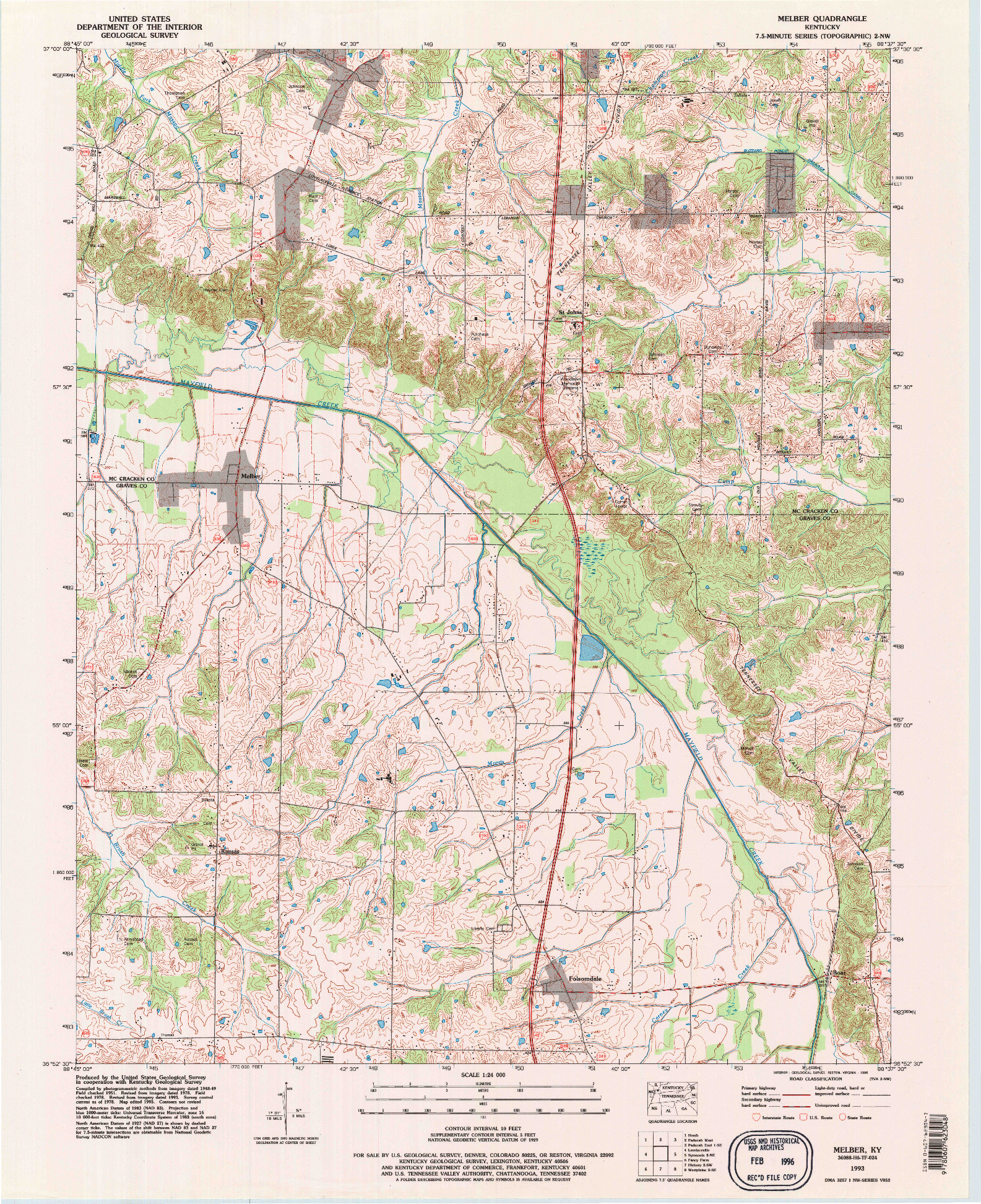 USGS 1:24000-SCALE QUADRANGLE FOR MELBER, KY 1993