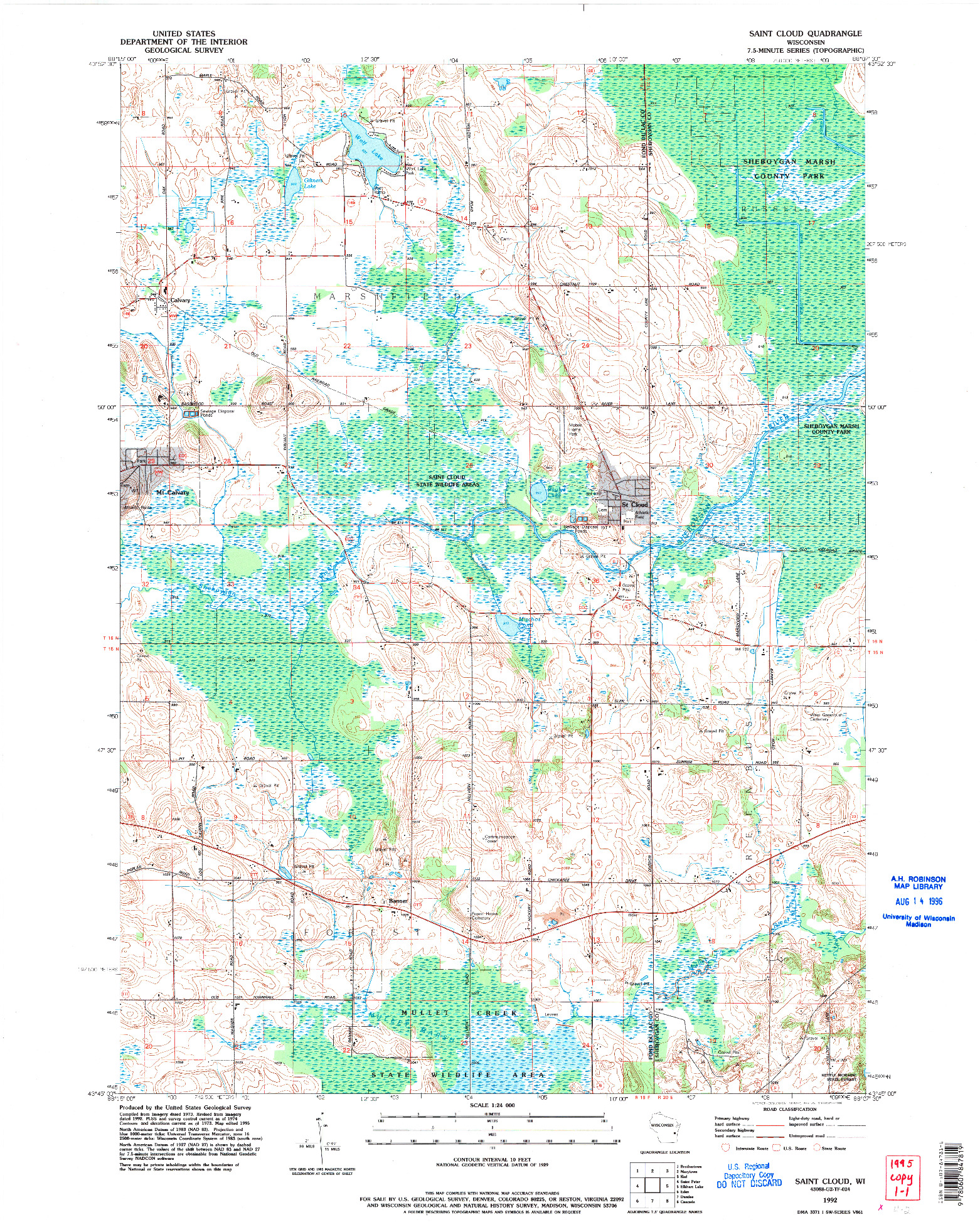 USGS 1:24000-SCALE QUADRANGLE FOR SAINT CLOUD, WI 1992