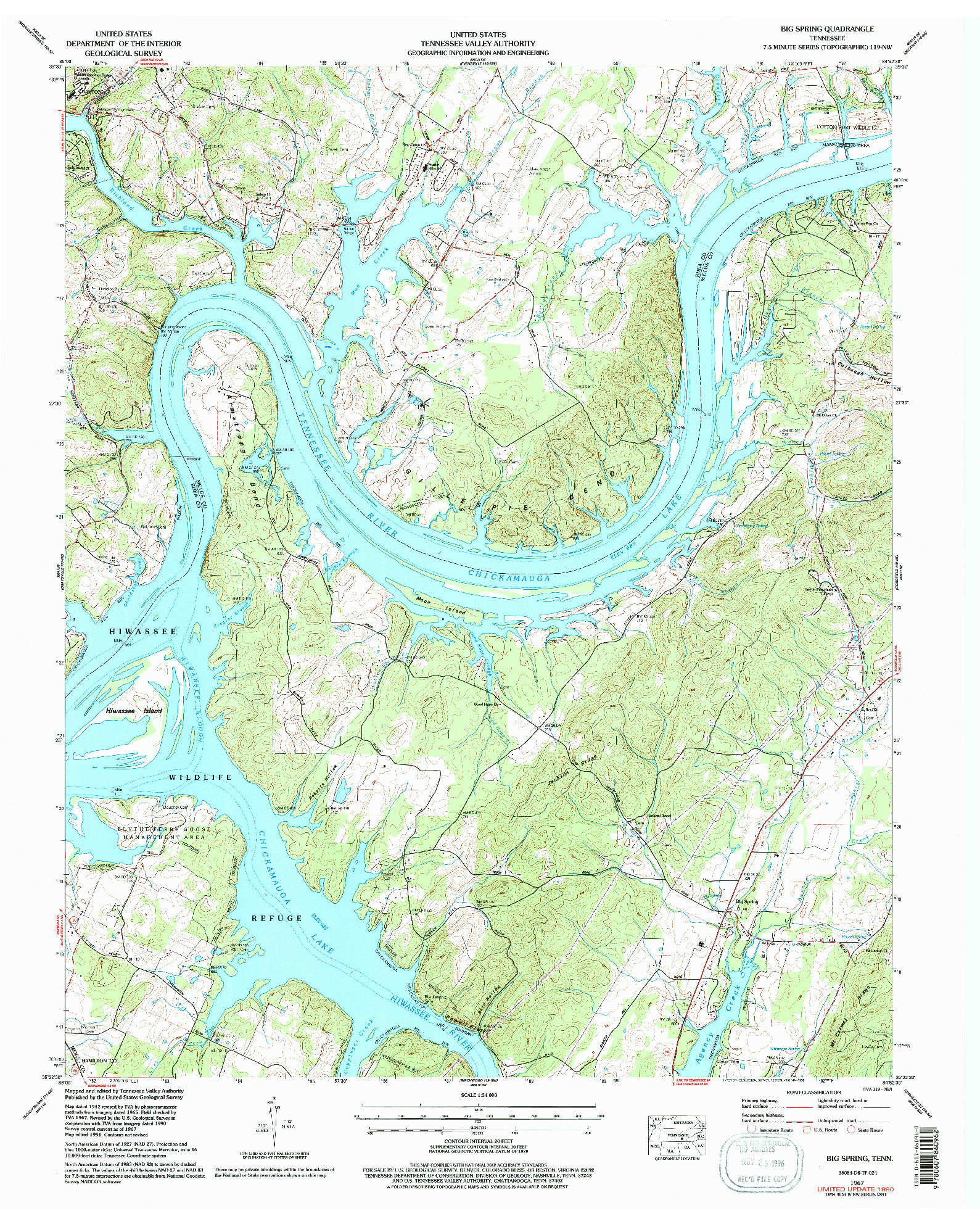 USGS 1:24000-SCALE QUADRANGLE FOR BIG SPRING, TN 1967