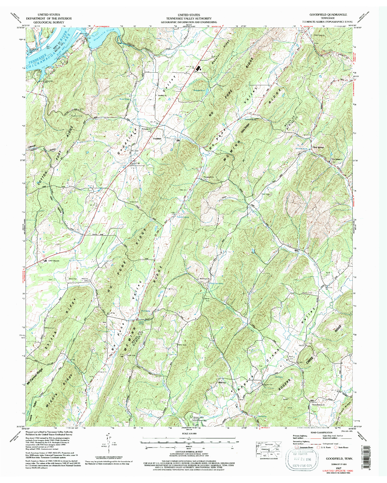 USGS 1:24000-SCALE QUADRANGLE FOR GOODFIELD, TN 1967