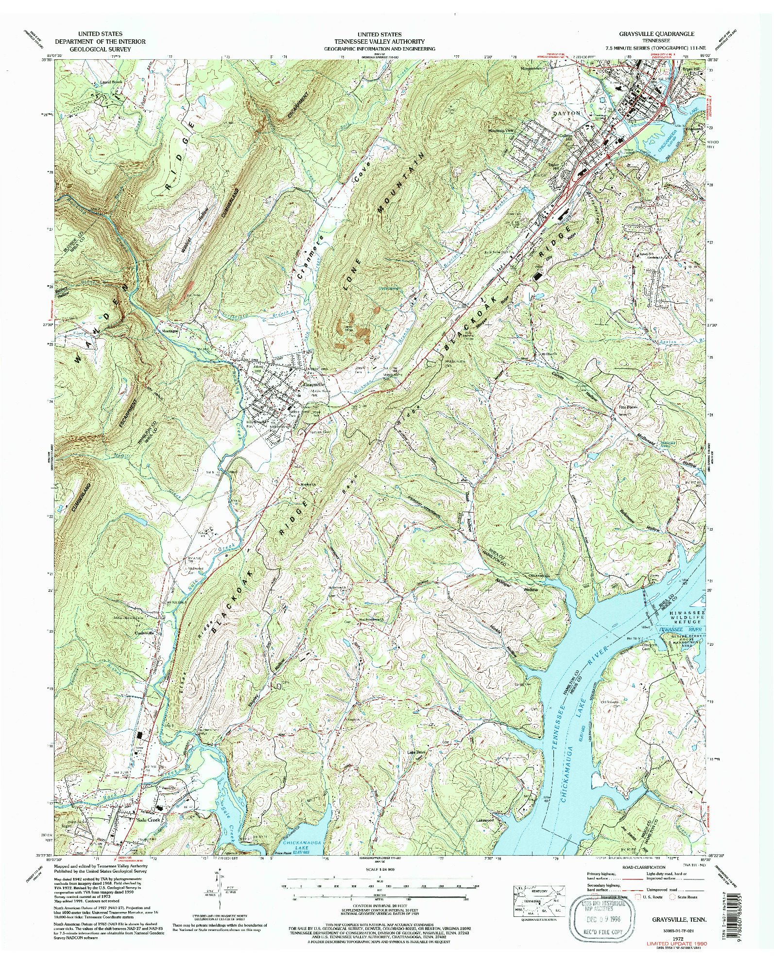 USGS 1:24000-SCALE QUADRANGLE FOR GRAYSVILLE, TN 1972