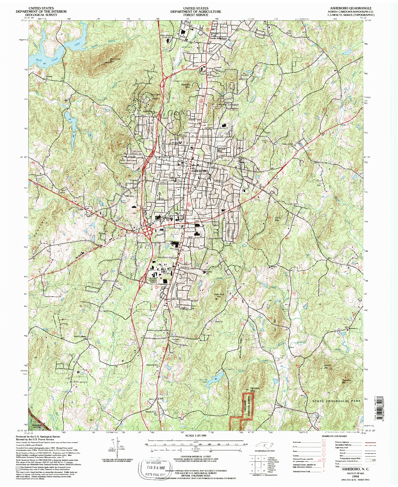 USGS 1:24000-SCALE QUADRANGLE FOR ASHEBORO, NC 1994