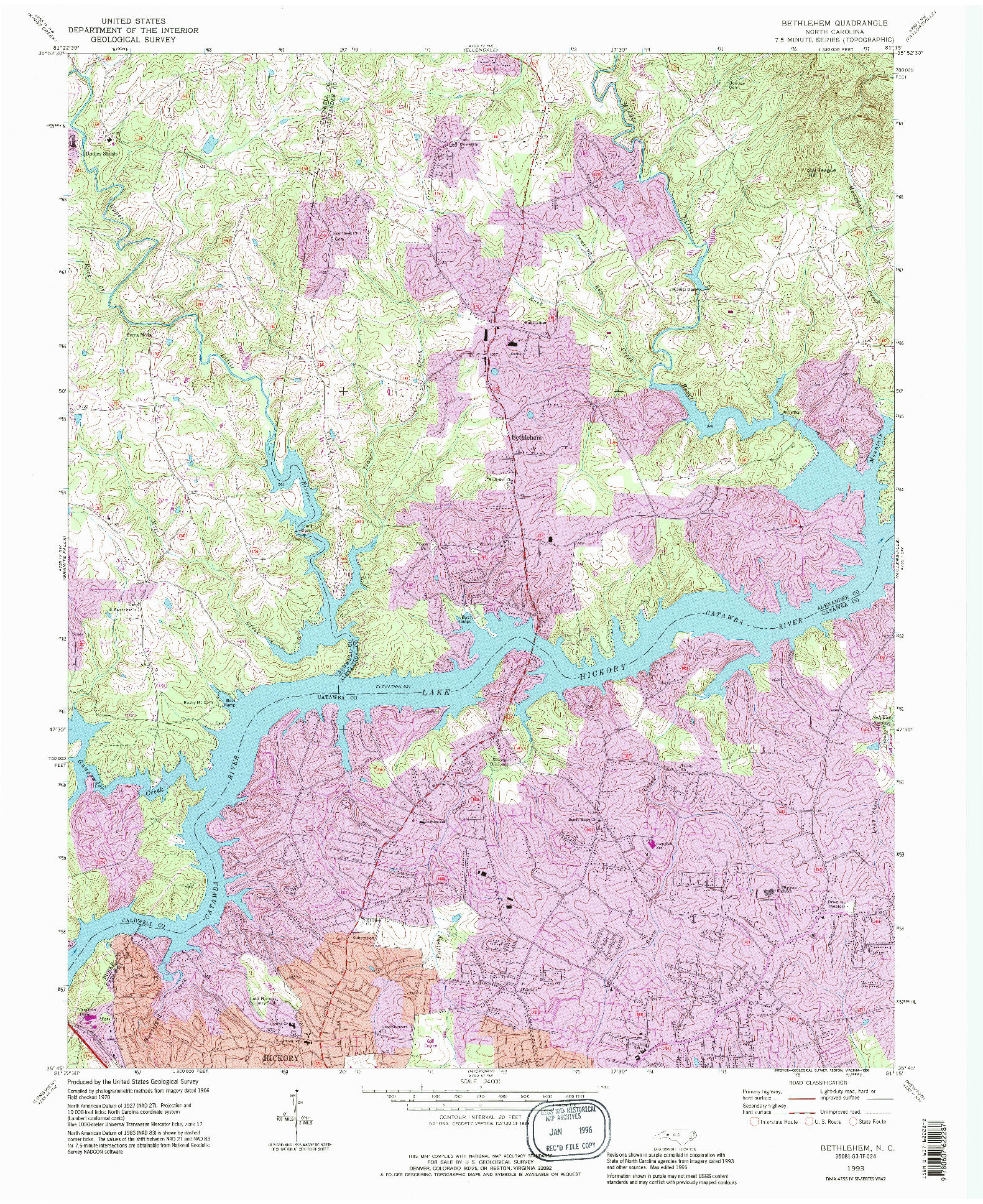 USGS 1:24000-SCALE QUADRANGLE FOR BETHLEHEM, NC 1993