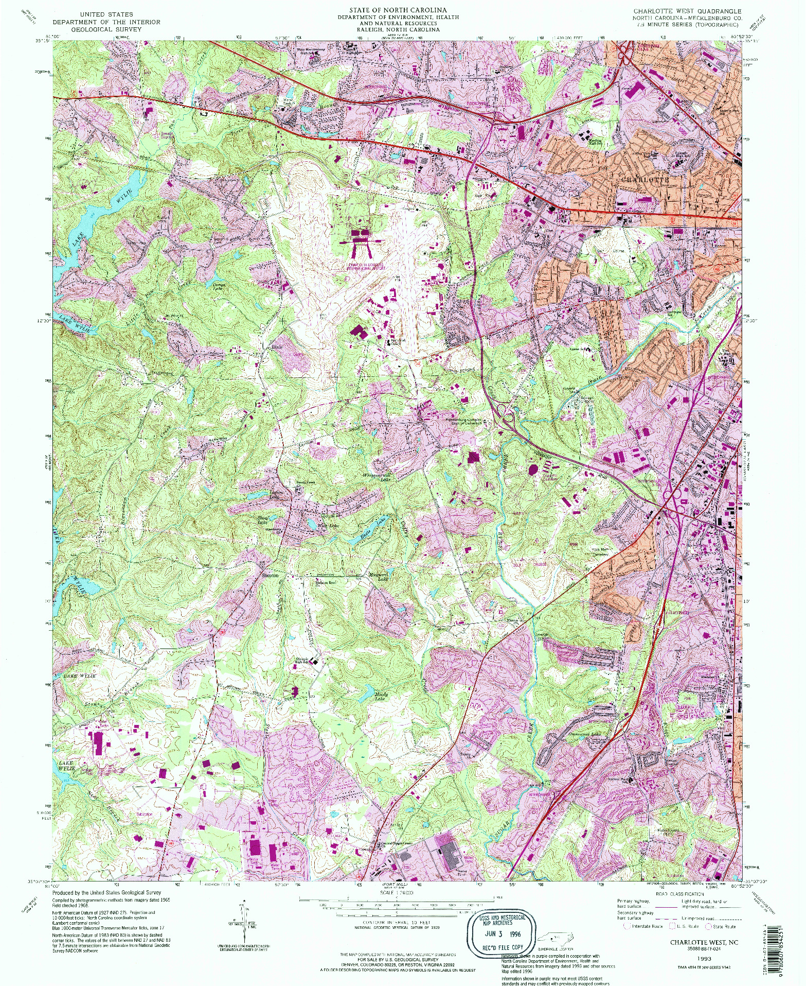 USGS 1:24000-SCALE QUADRANGLE FOR CHARLOTTE WEST, NC 1993