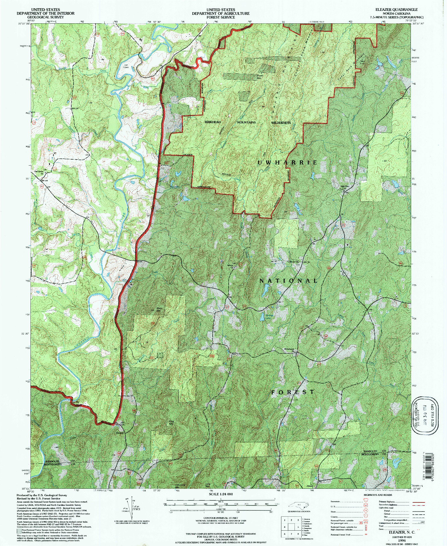USGS 1:24000-SCALE QUADRANGLE FOR ELEAZER, NC 1994