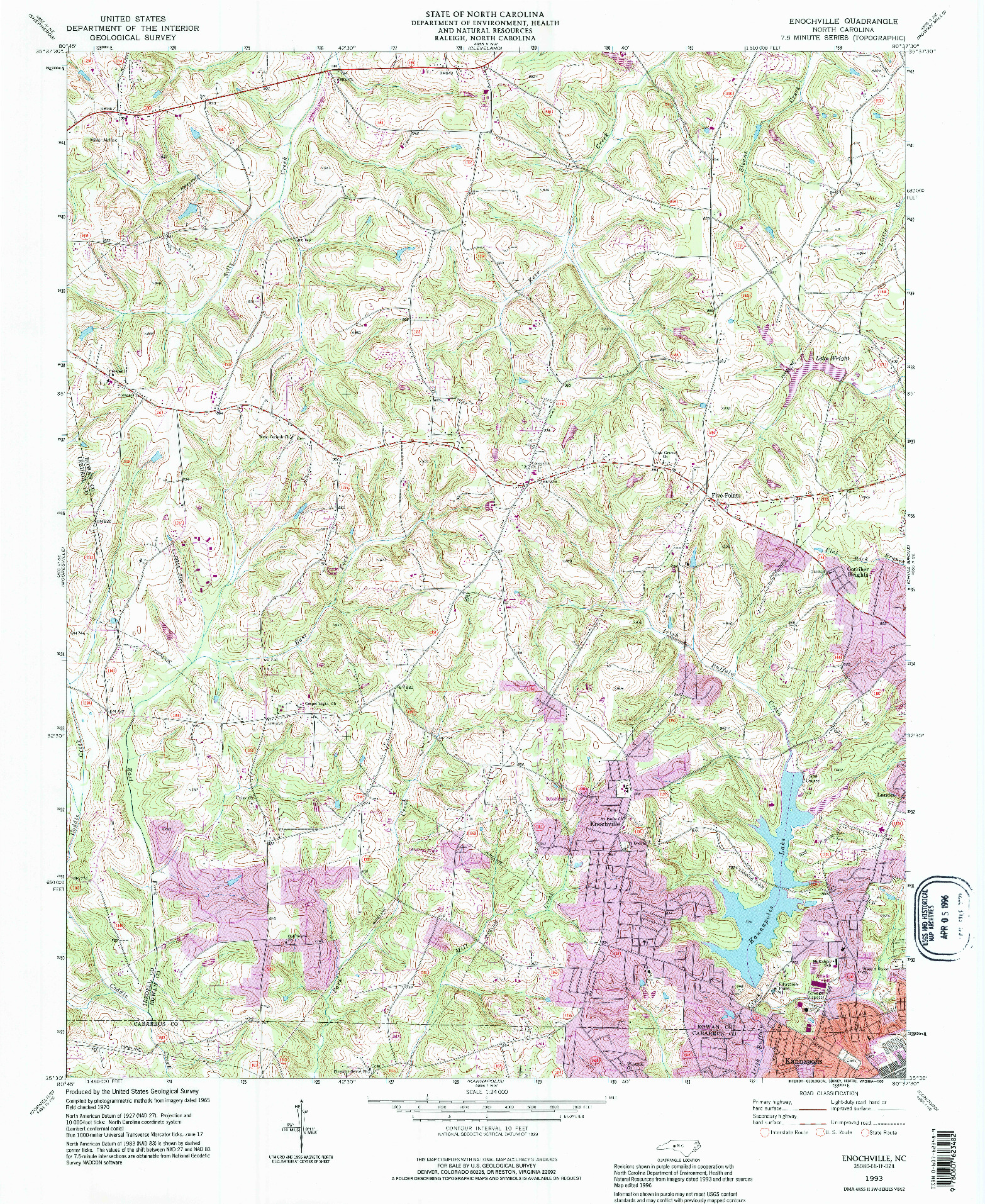USGS 1:24000-SCALE QUADRANGLE FOR ENOCHVILLE, NC 1993