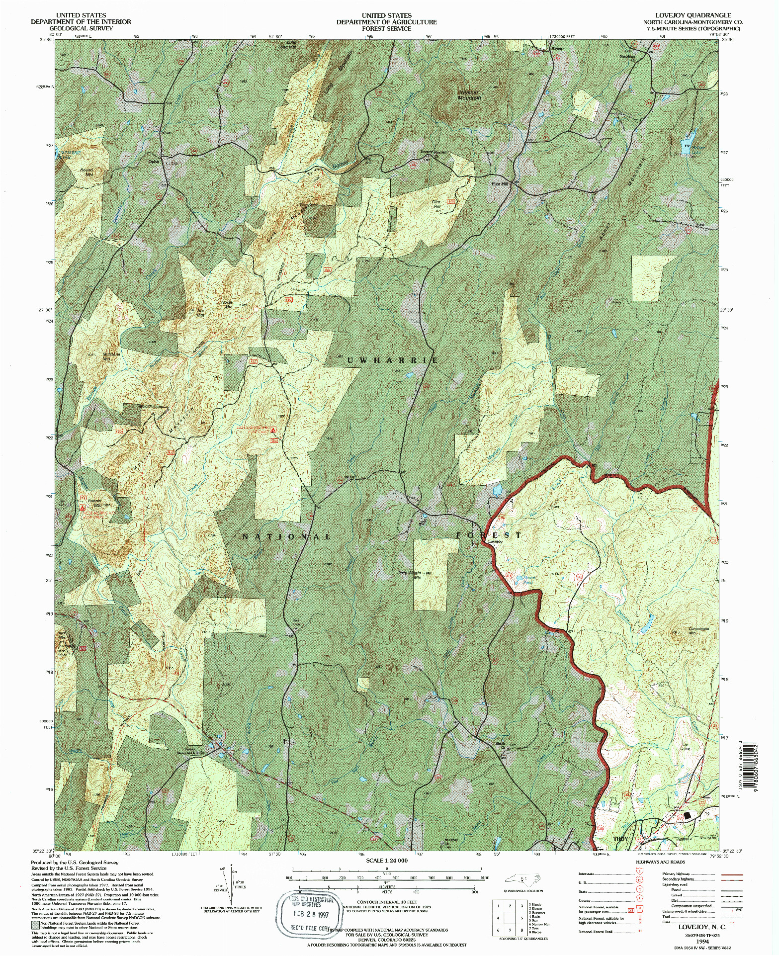 USGS 1:24000-SCALE QUADRANGLE FOR LOVEJOY, NC 1994