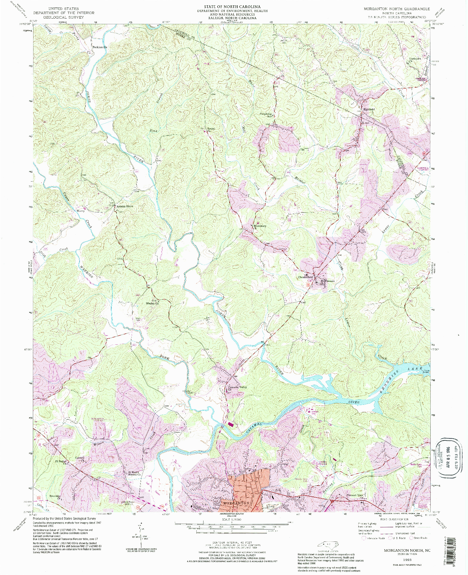 USGS 1:24000-SCALE QUADRANGLE FOR MORGANTON NORTH, NC 1993