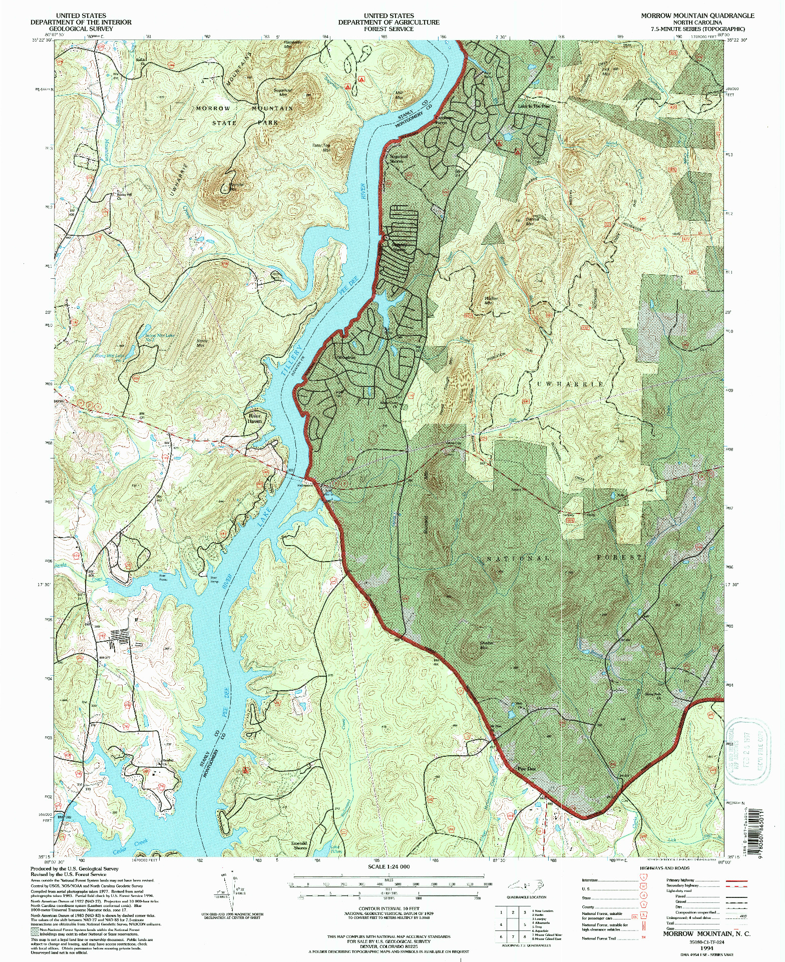 USGS 1:24000-SCALE QUADRANGLE FOR MORROW MOUNTAIN, NC 1994