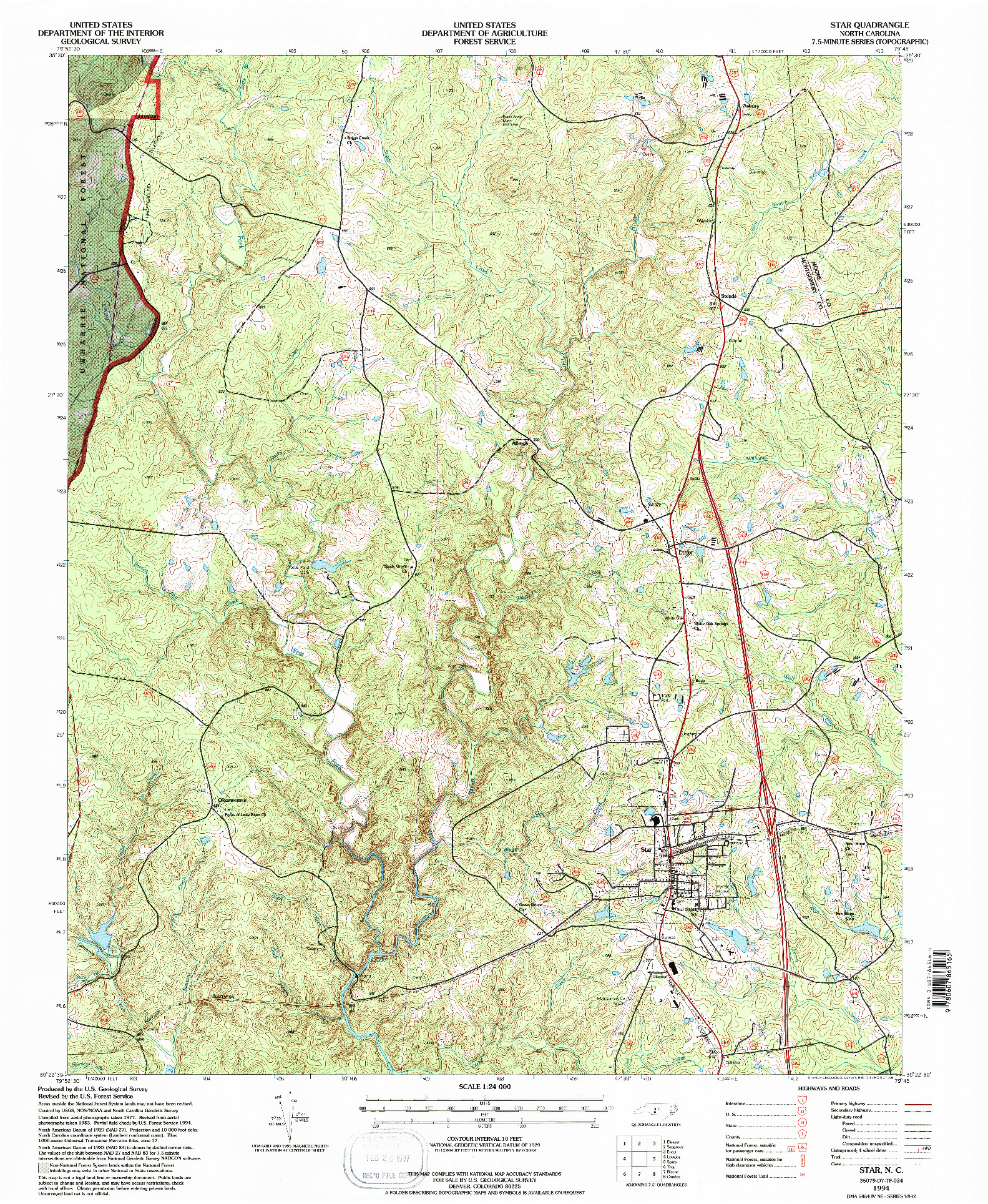 USGS 1:24000-SCALE QUADRANGLE FOR STAR, NC 1994