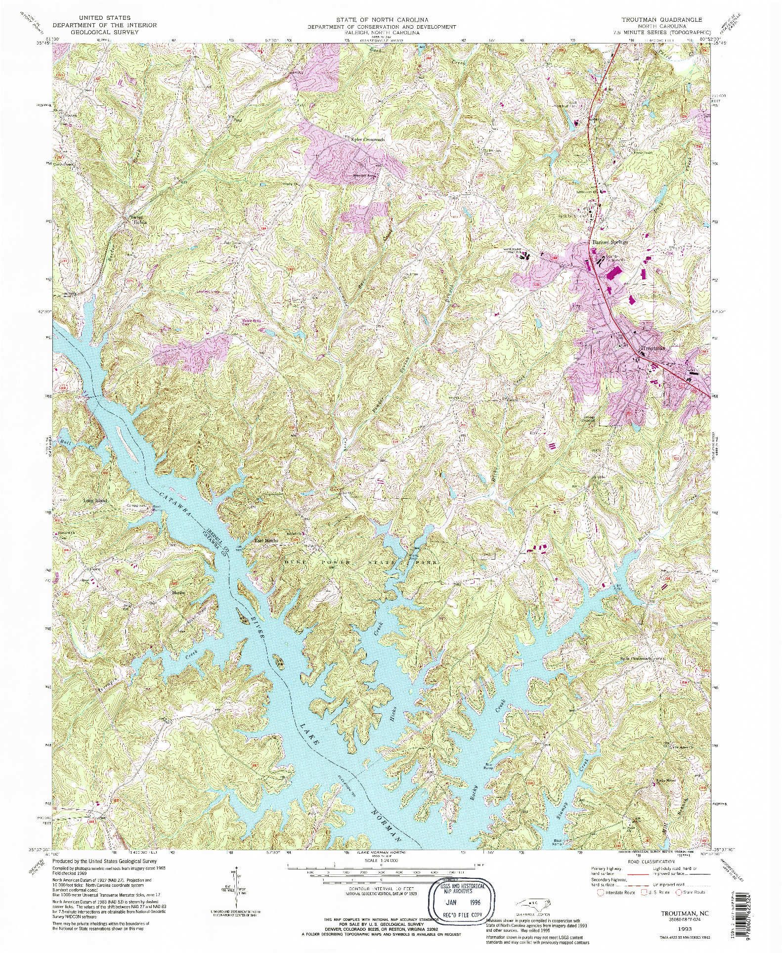 USGS 1:24000-SCALE QUADRANGLE FOR TROUTMAN, NC 1993