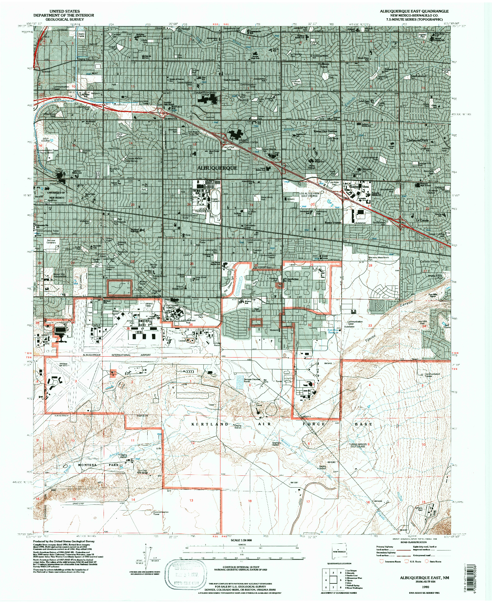 USGS 1:24000-SCALE QUADRANGLE FOR ALBUQUERQUE EAST, NM 1990