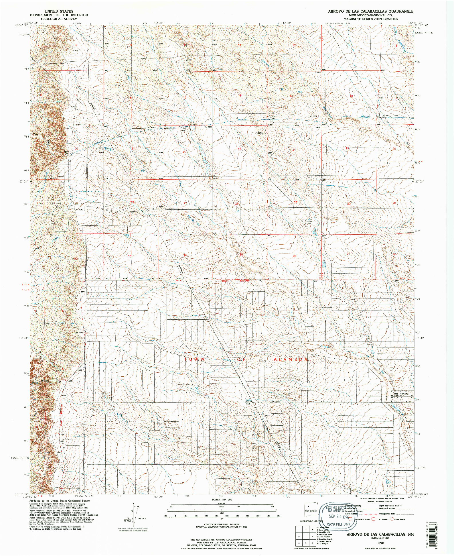 USGS 1:24000-SCALE QUADRANGLE FOR ARROYO DE LAS CALABACILLAS, NM 1990