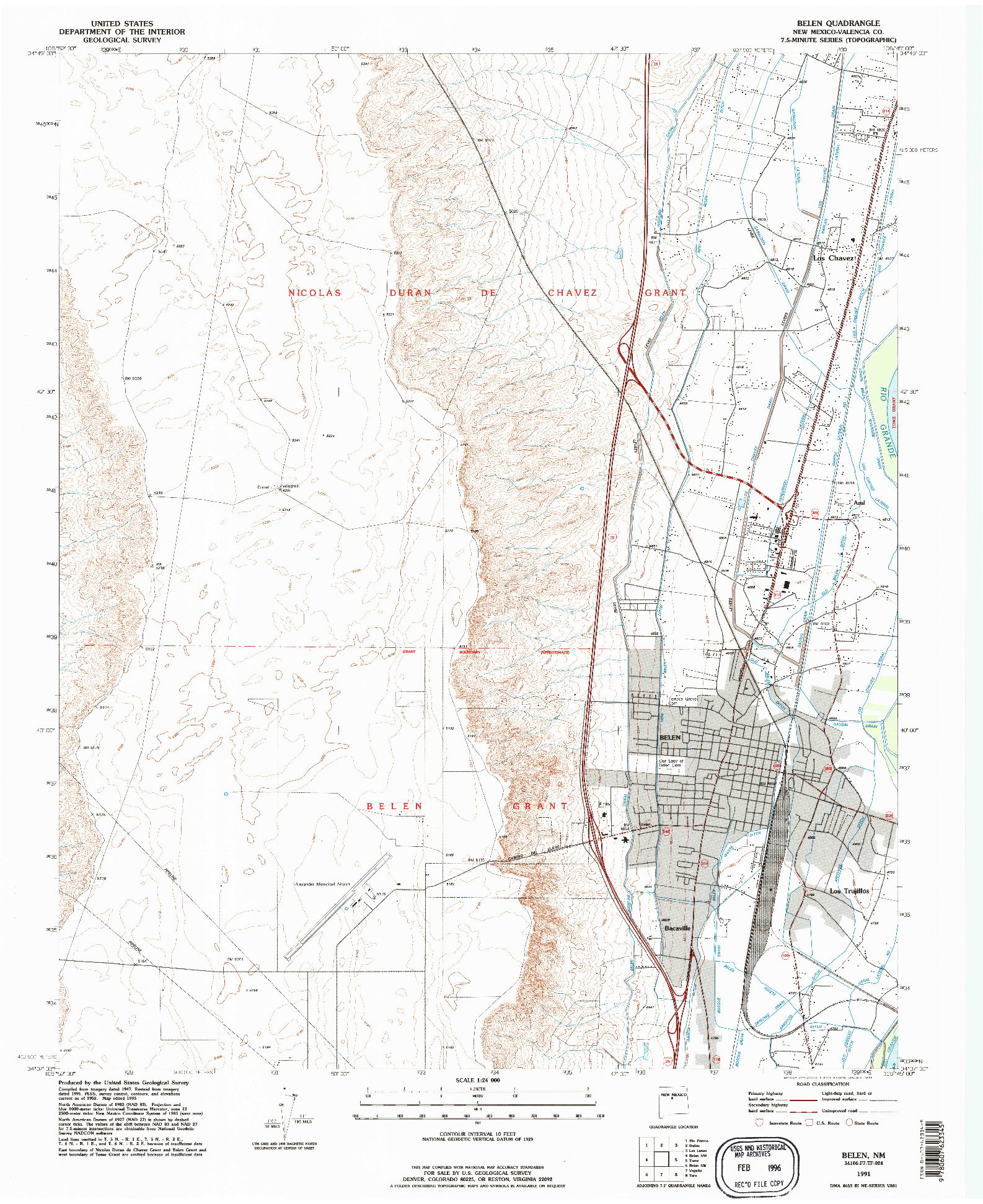 USGS 1:24000-SCALE QUADRANGLE FOR BELEN, NM 1991