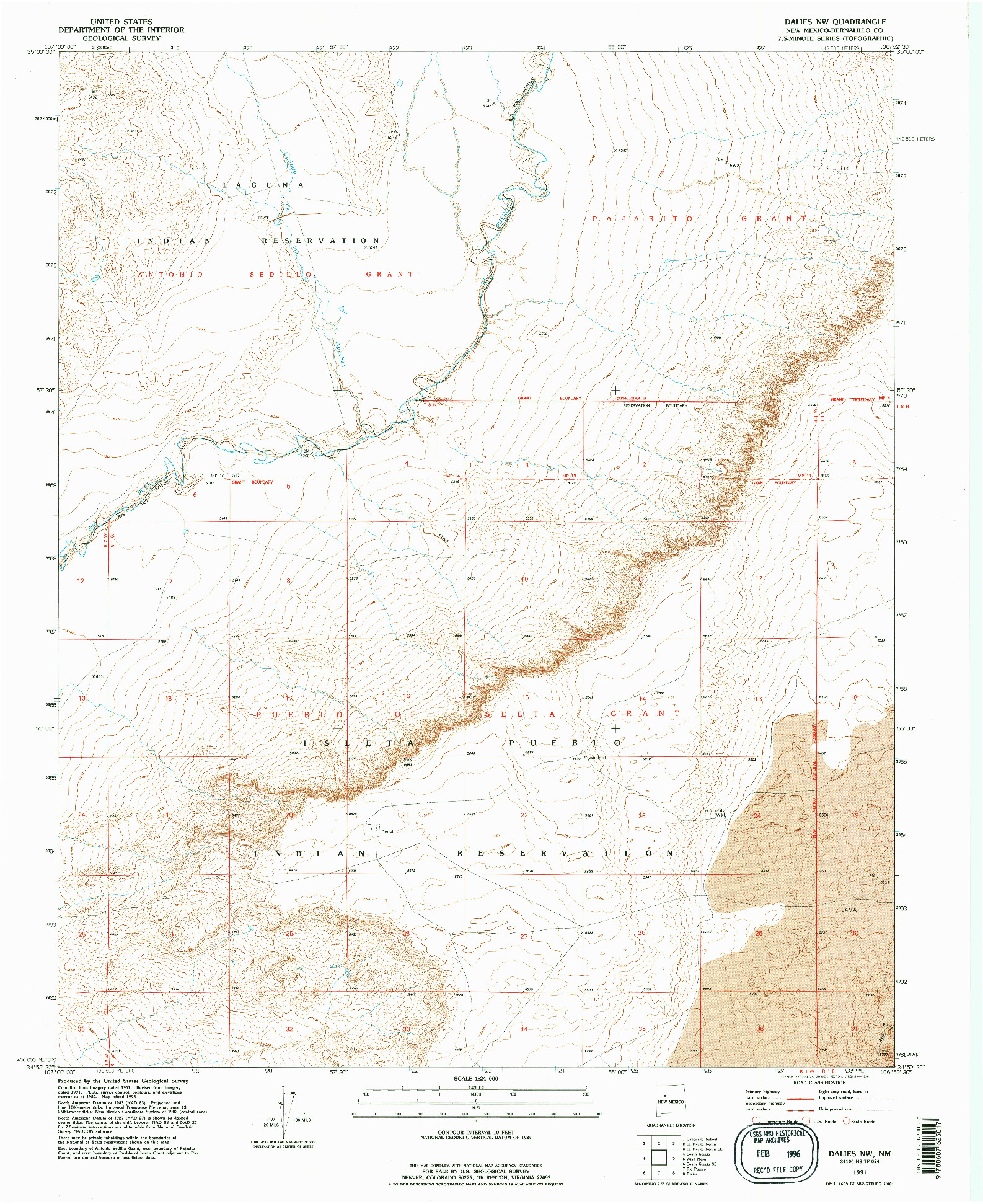 USGS 1:24000-SCALE QUADRANGLE FOR DALIES NW, NM 1991
