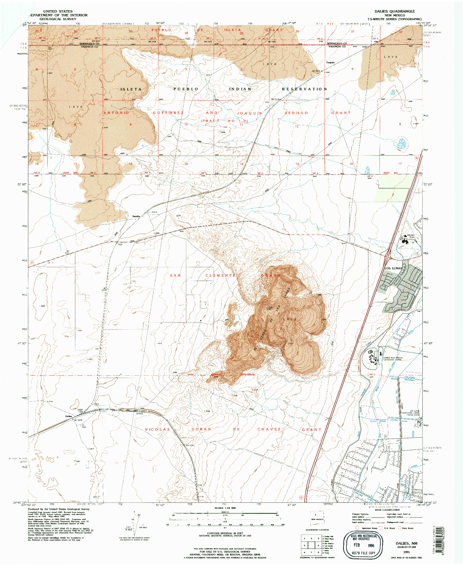 USGS 1:24000-SCALE QUADRANGLE FOR DALIES, NM 1991