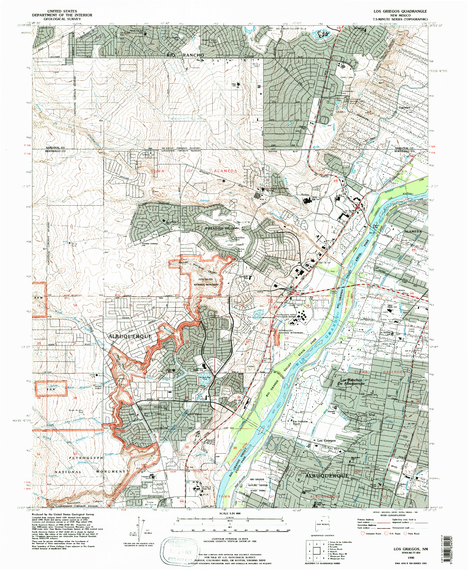 USGS 1:24000-SCALE QUADRANGLE FOR LOS GRIEGOS, NM 1990