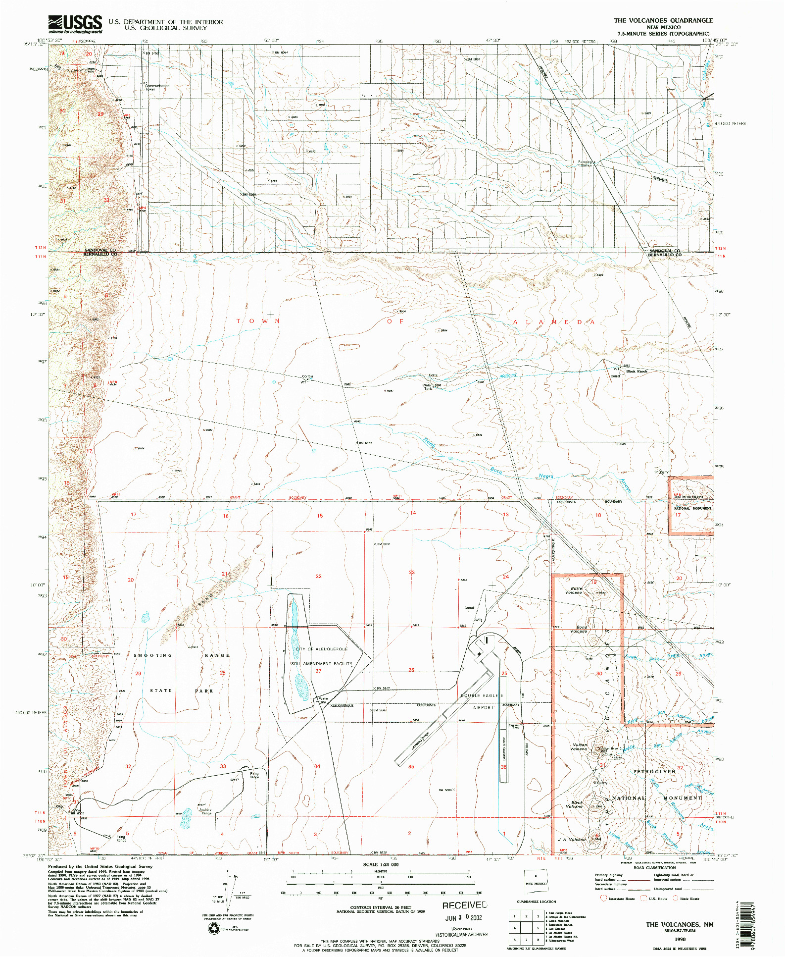USGS 1:24000-SCALE QUADRANGLE FOR THE VOLCANOES, NM 1990