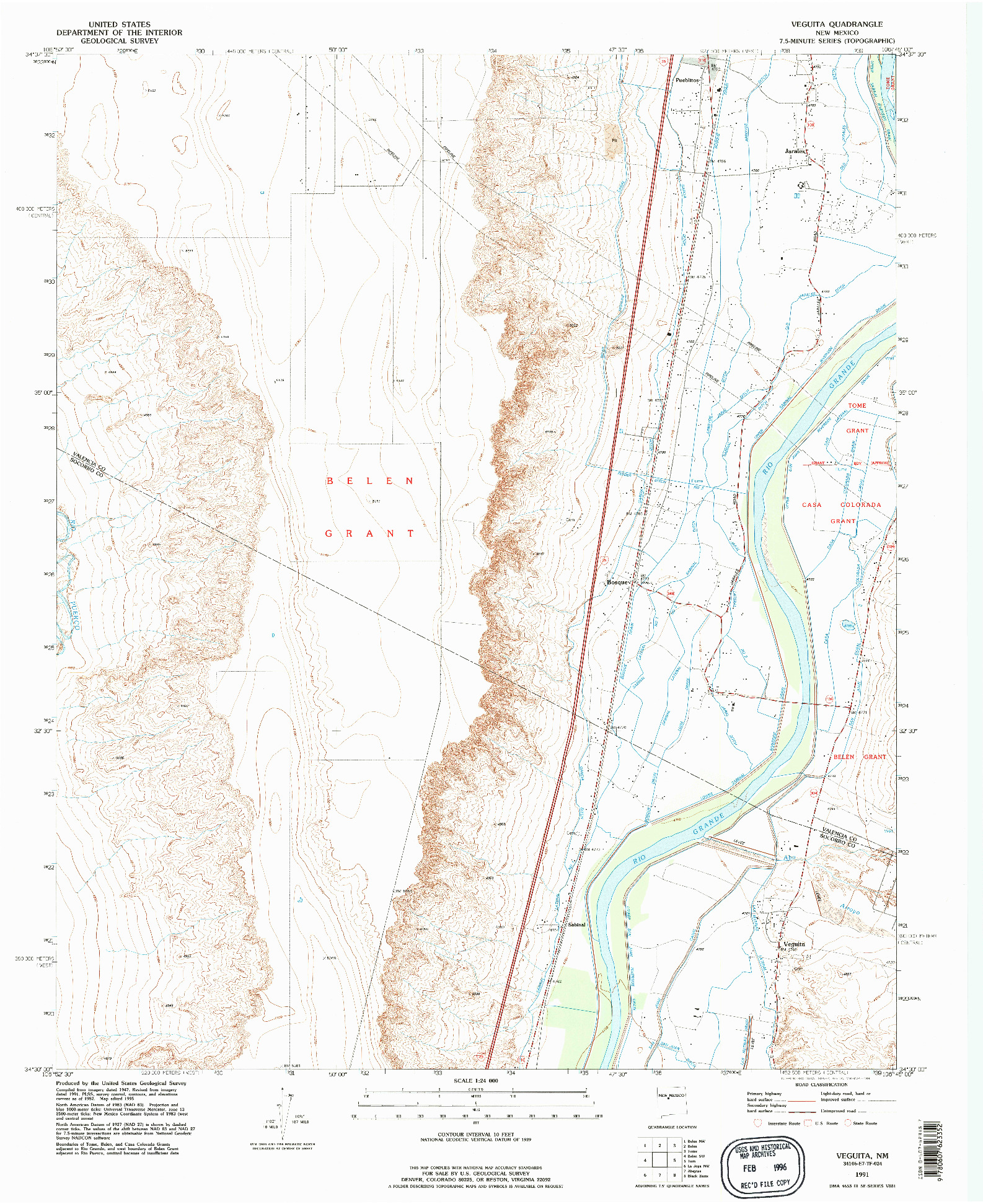 USGS 1:24000-SCALE QUADRANGLE FOR VEGUITA, NM 1991