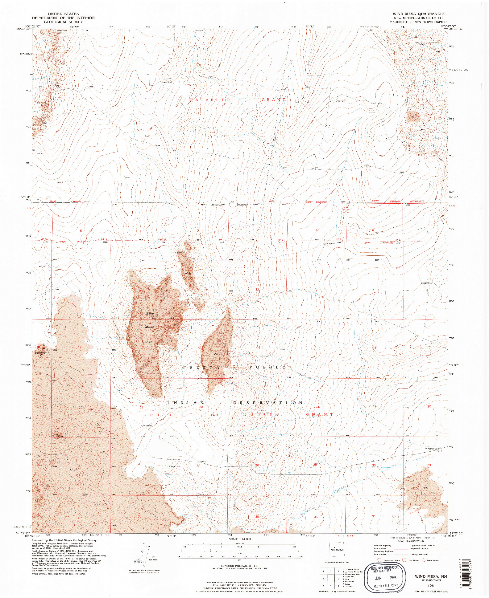 USGS 1:24000-SCALE QUADRANGLE FOR WIND MESA, NM 1991