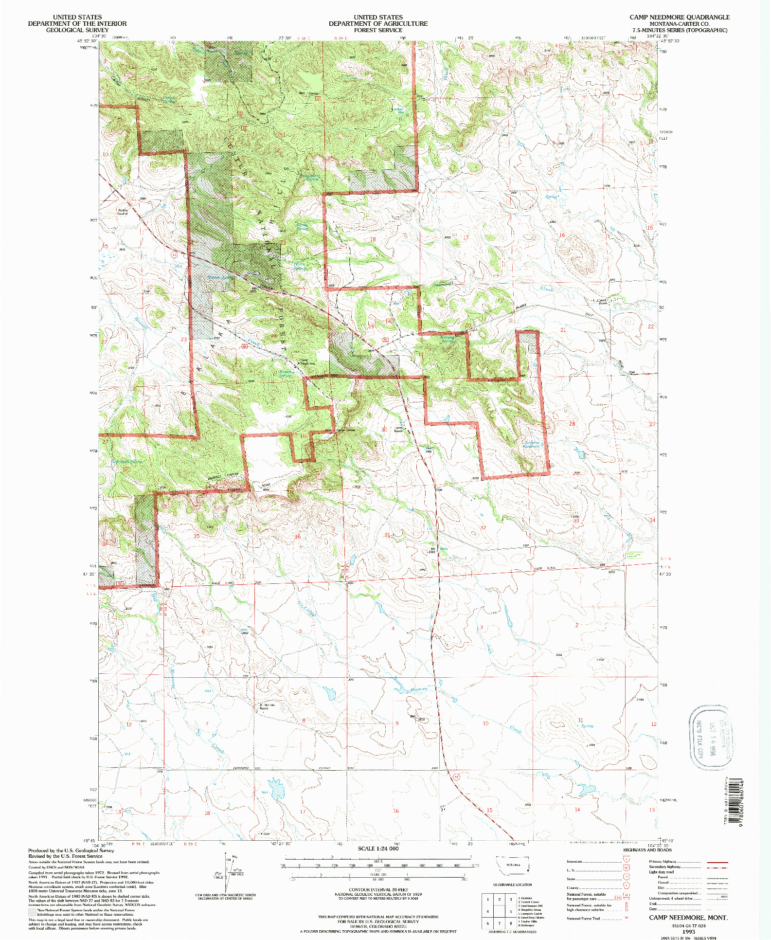 USGS 1:24000-SCALE QUADRANGLE FOR CAMP NEEDMORE, MT 1993