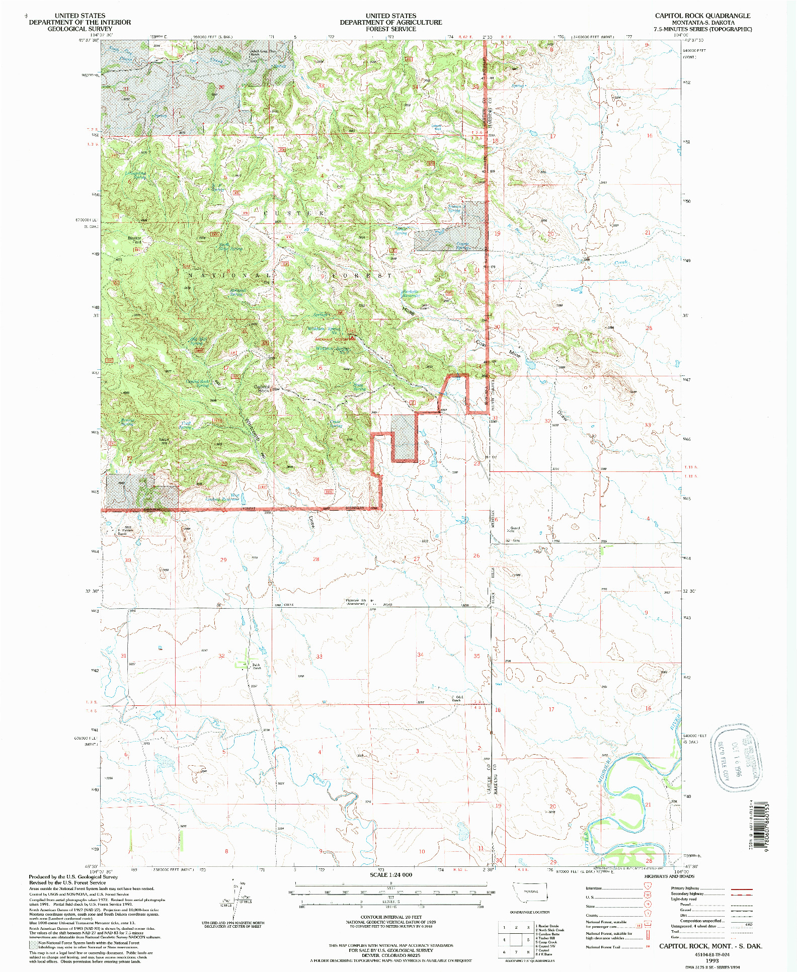 USGS 1:24000-SCALE QUADRANGLE FOR CAPITOL ROCK, MT 1993