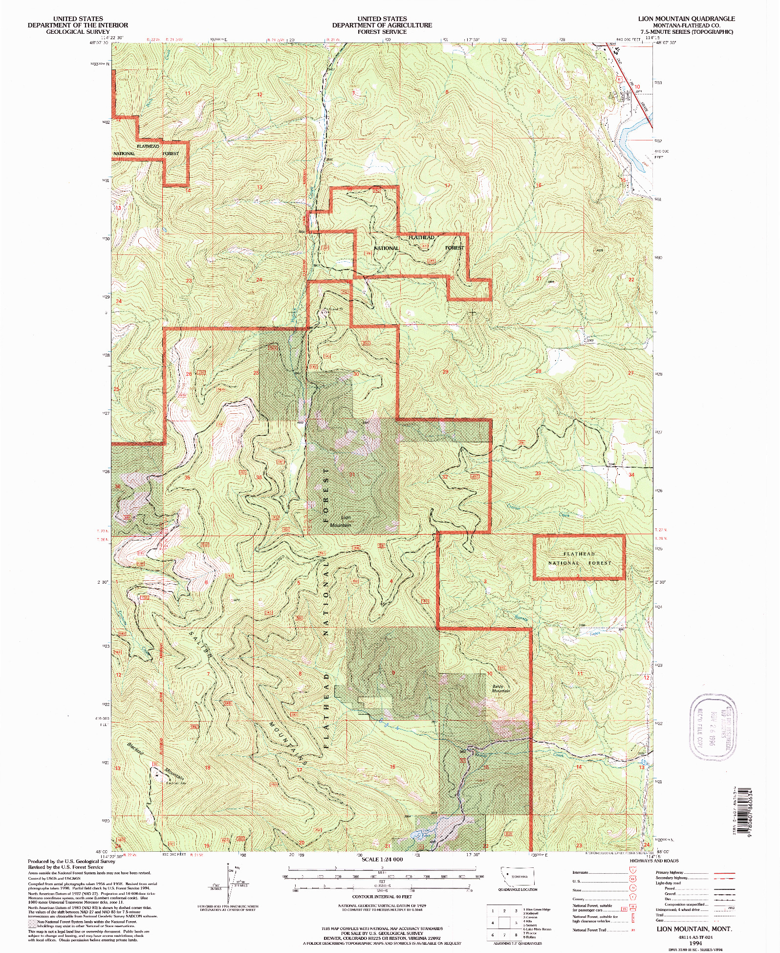 USGS 1:24000-SCALE QUADRANGLE FOR LION MOUNTAIN, MT 1994