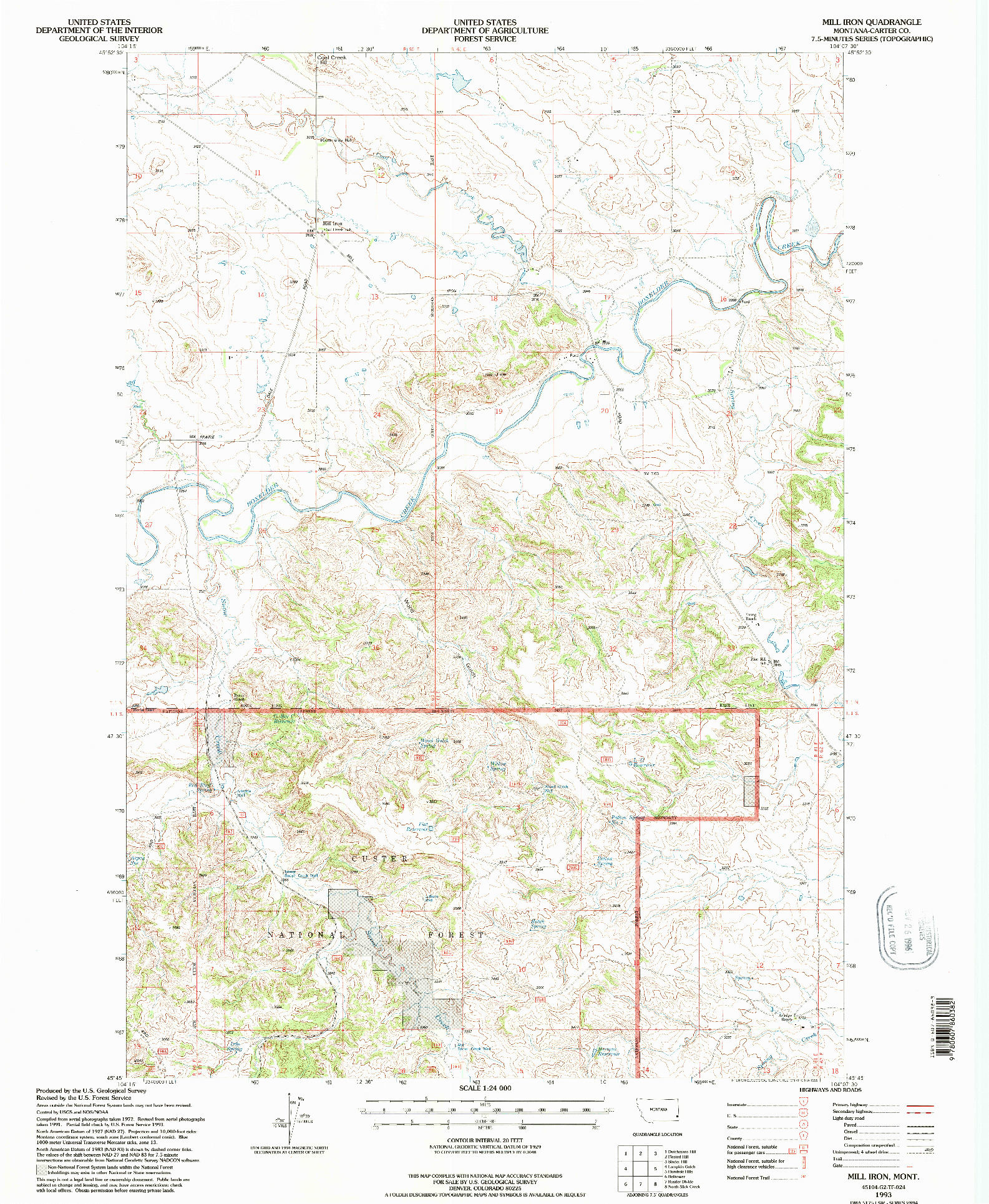 USGS 1:24000-SCALE QUADRANGLE FOR MILL IRON, MT 1993