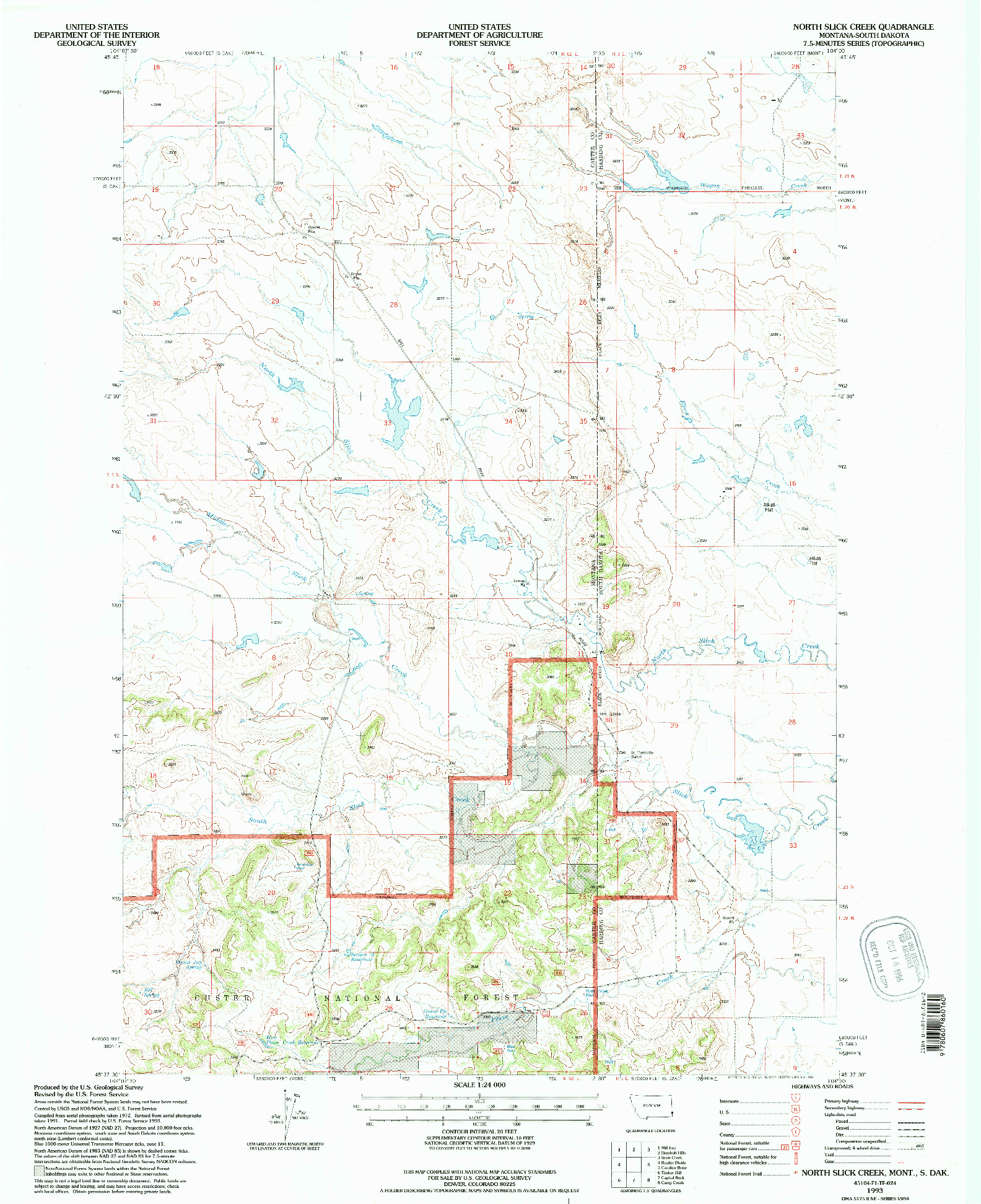 USGS 1:24000-SCALE QUADRANGLE FOR NORTH SLICK CREEK, MT 1993