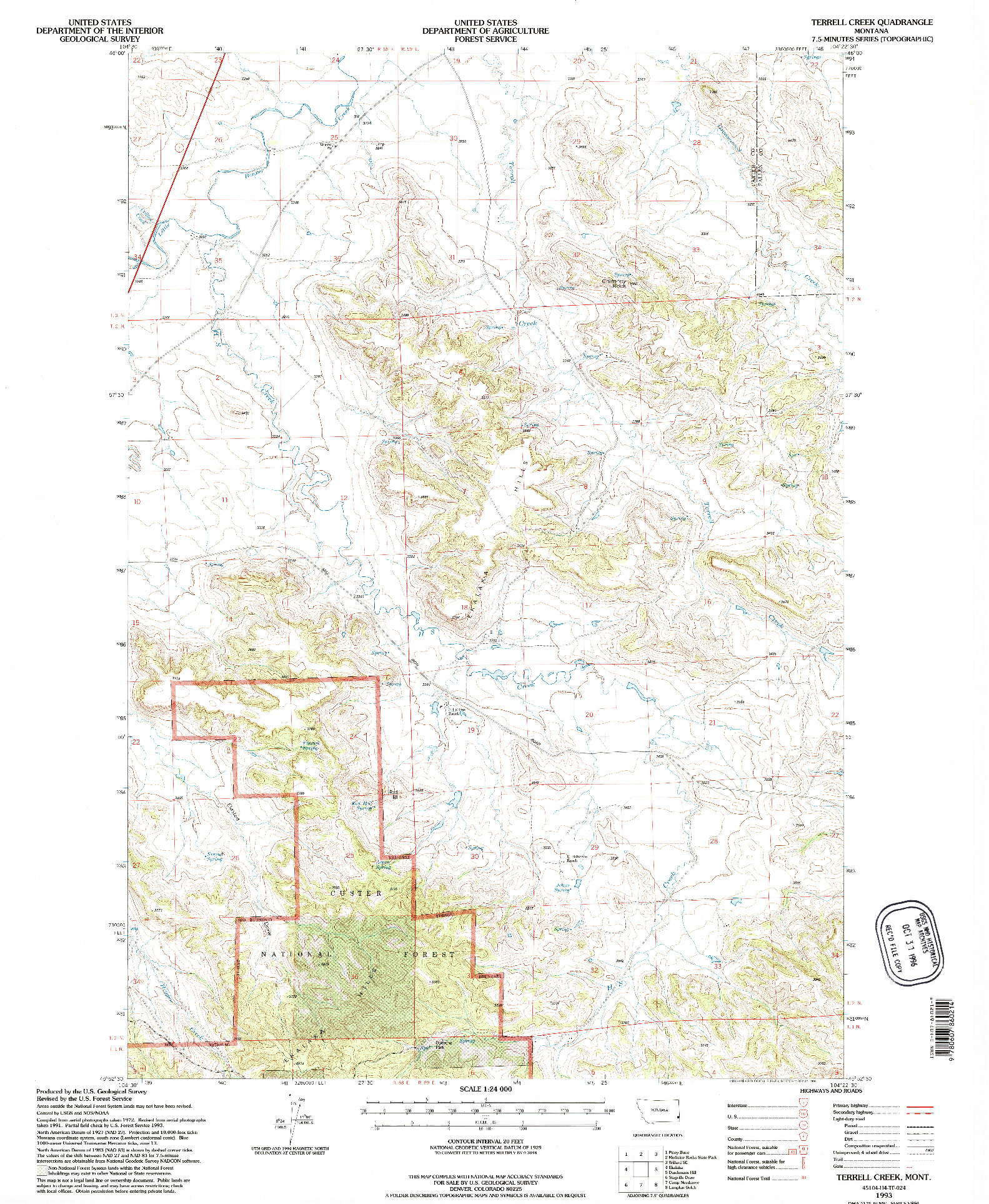 USGS 1:24000-SCALE QUADRANGLE FOR TERRELL CREEK, MT 1993