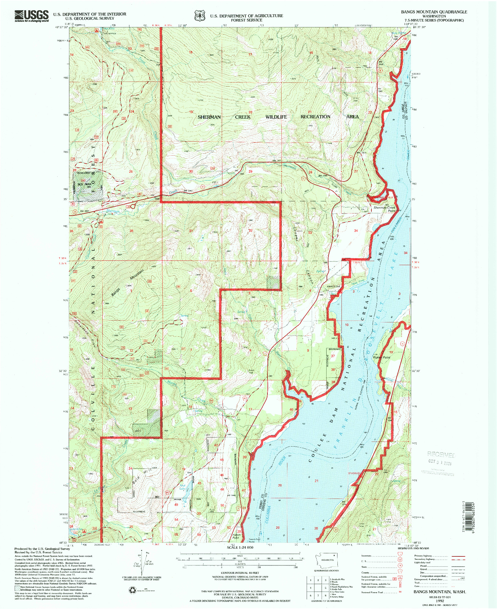 USGS 1:24000-SCALE QUADRANGLE FOR BANGS MOUNTAIN, WA 1992