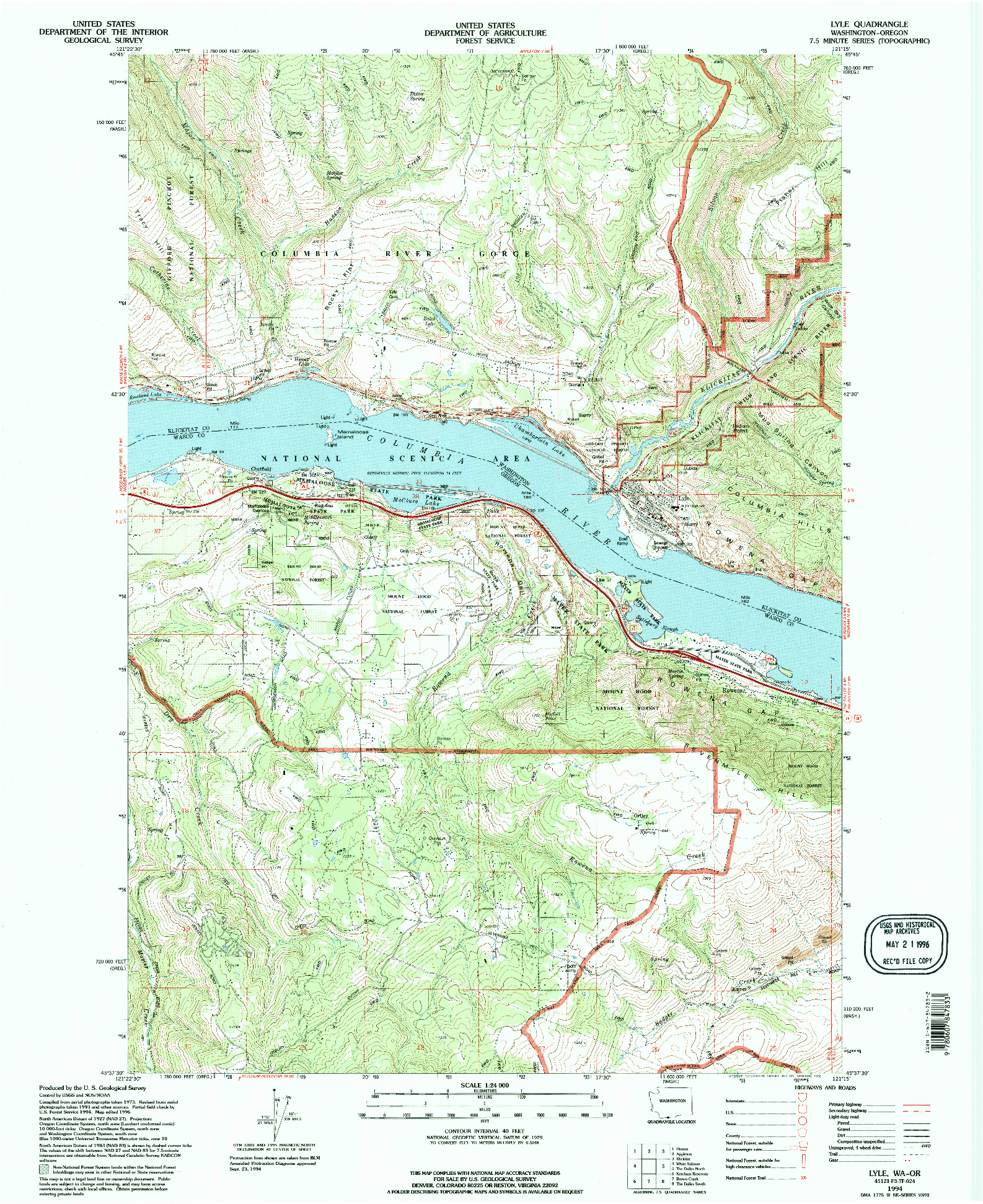 USGS 1:24000-SCALE QUADRANGLE FOR LYLE, WA 1994