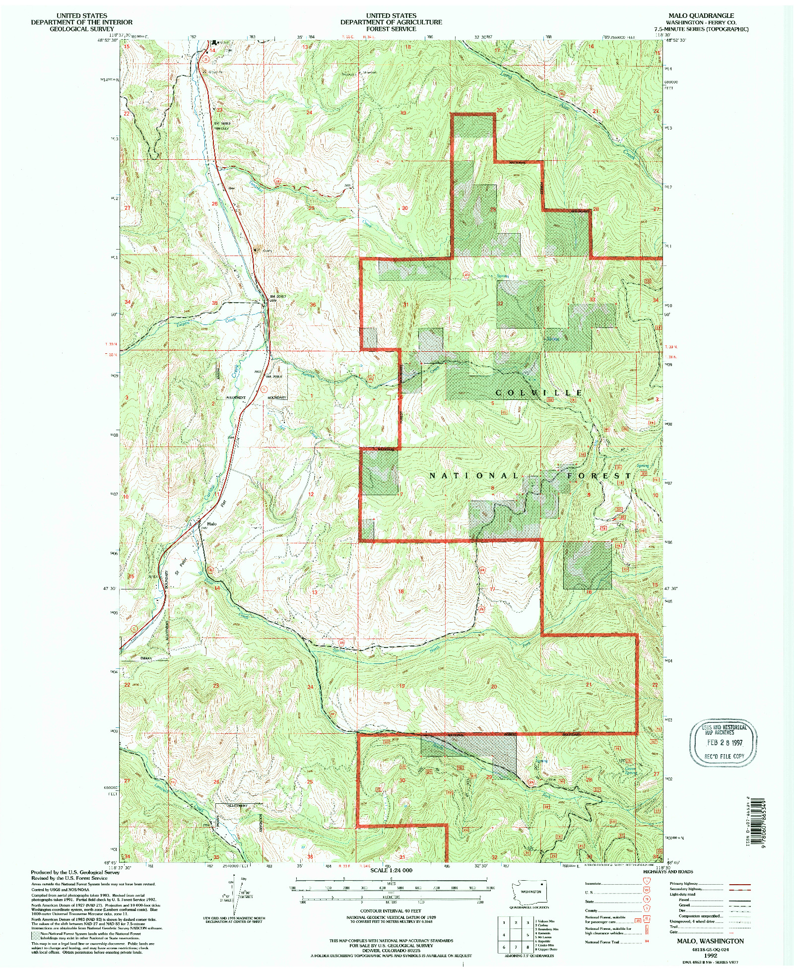 USGS 1:24000-SCALE QUADRANGLE FOR MALO, WA 1992