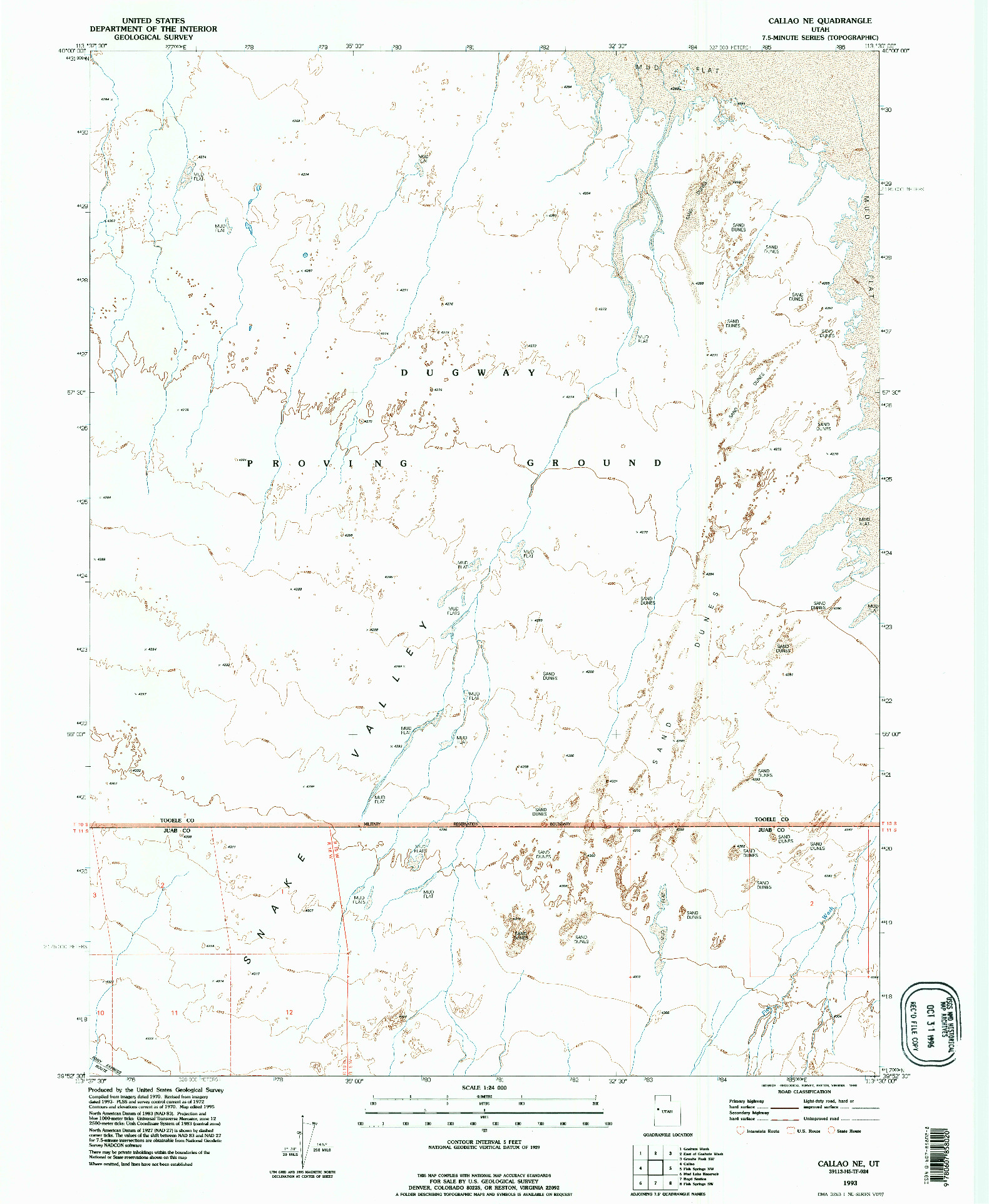 USGS 1:24000-SCALE QUADRANGLE FOR CALLAO NE, UT 1993