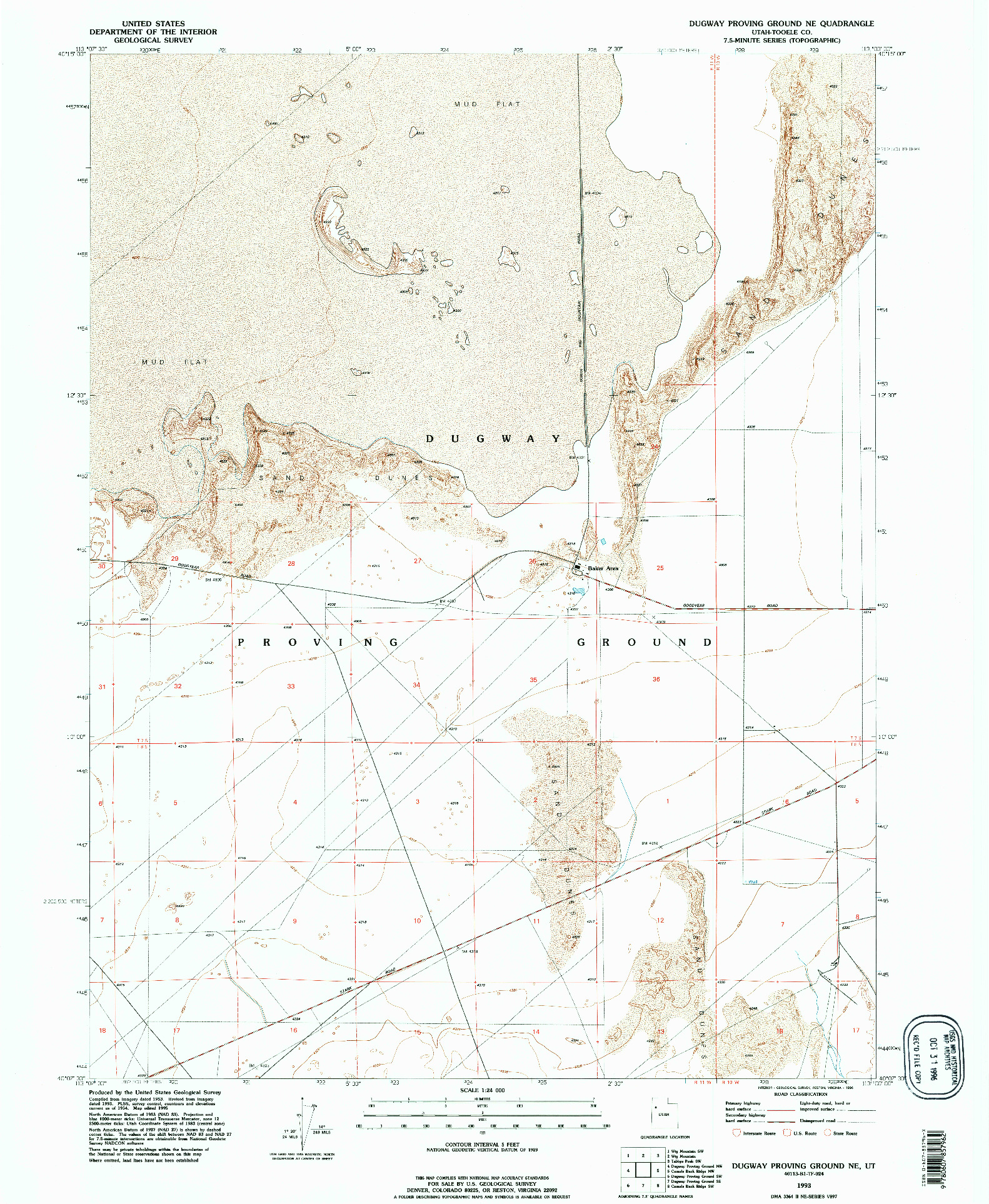 USGS 1:24000-SCALE QUADRANGLE FOR DUGWAY PROVING GROUND NE, UT 1993