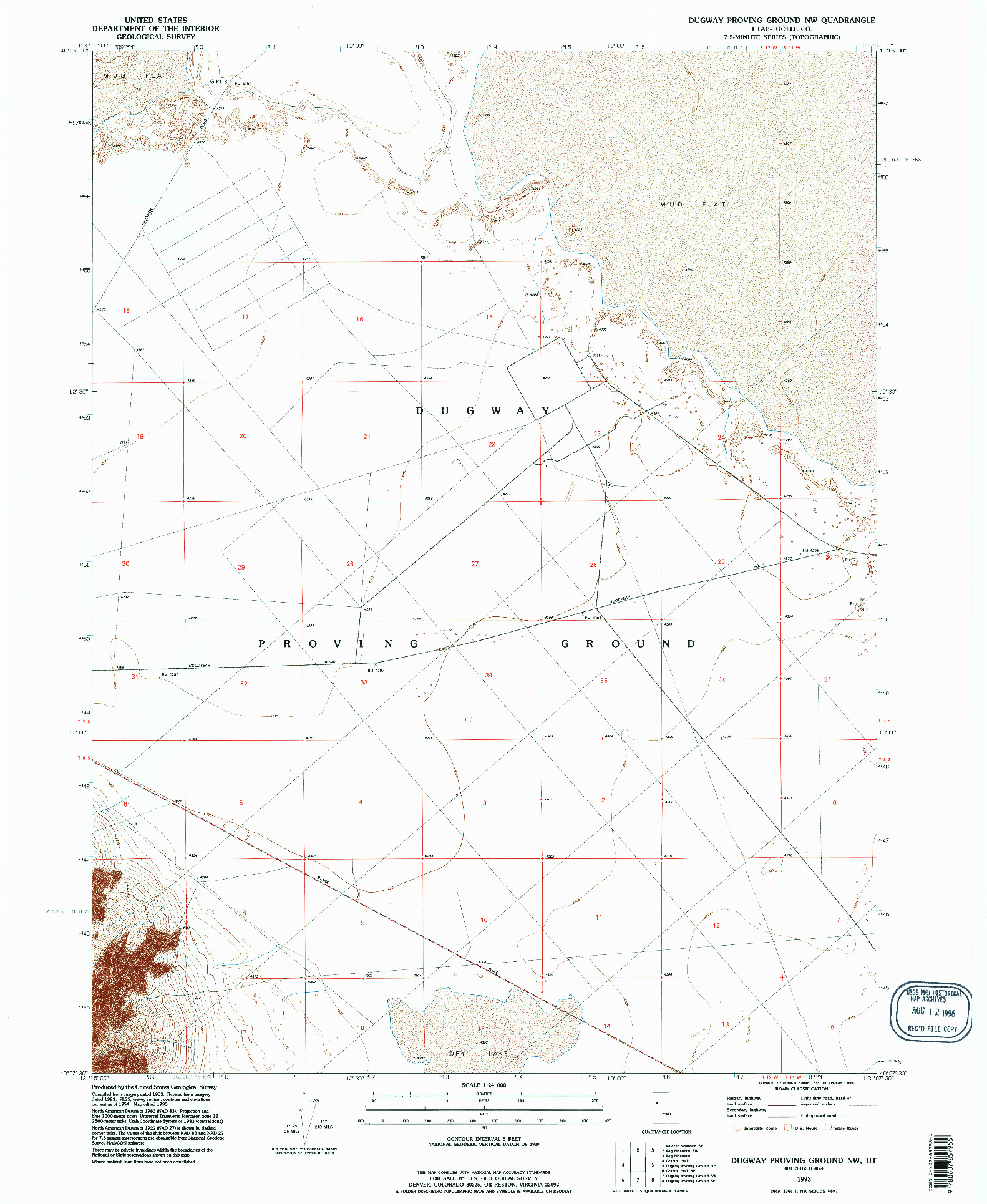 USGS 1:24000-SCALE QUADRANGLE FOR DUGWAY PROVING GROUND NW, UT 1993