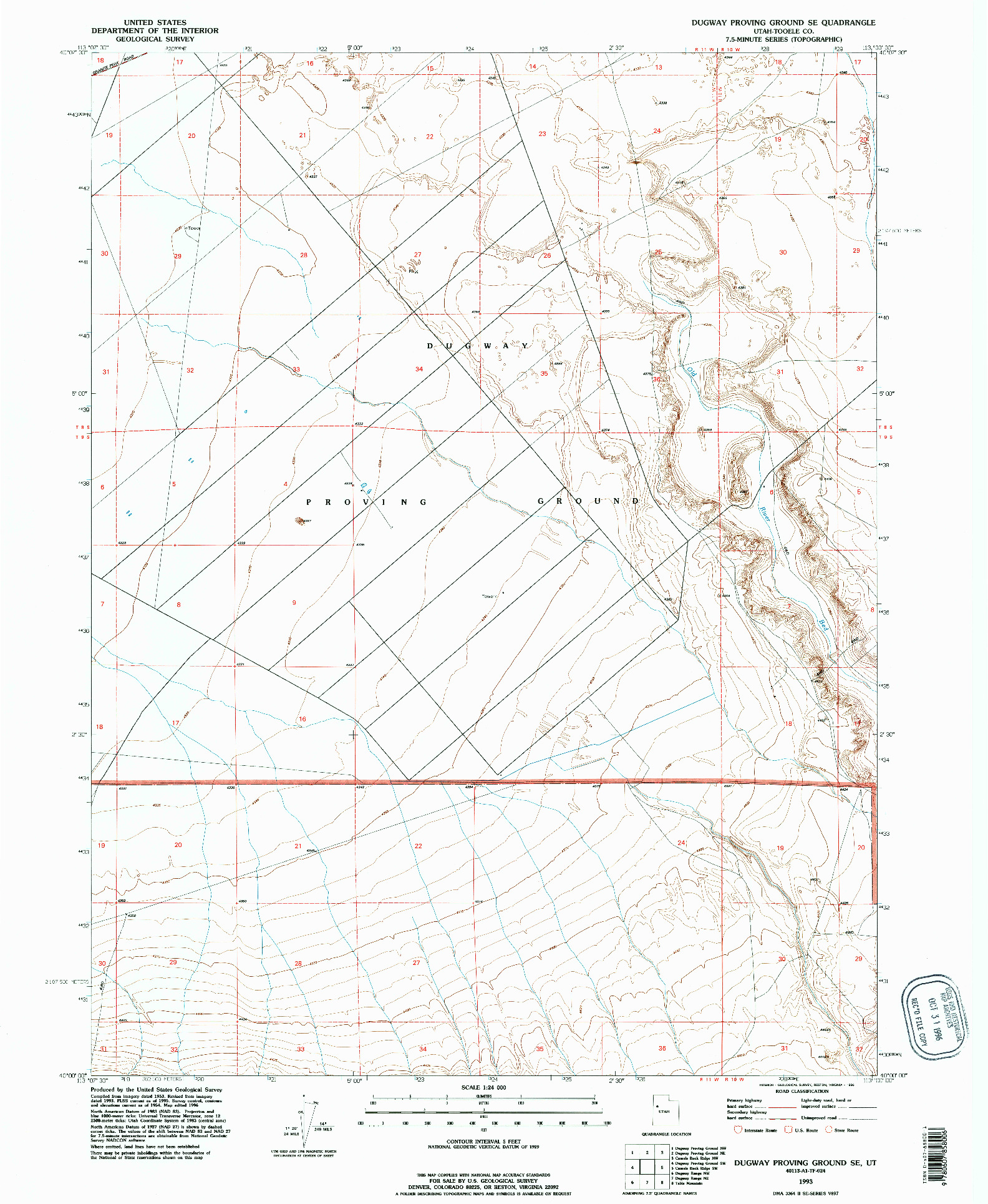 USGS 1:24000-SCALE QUADRANGLE FOR DUGWAY PROVING GROUND SE, UT 1993