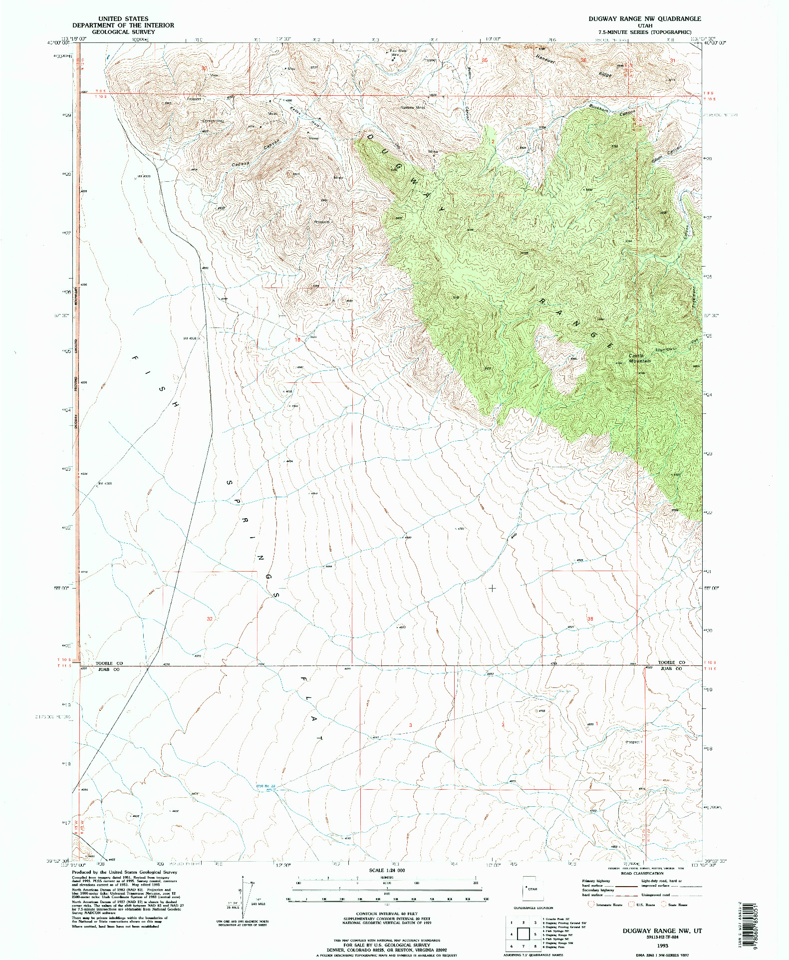 USGS 1:24000-SCALE QUADRANGLE FOR DUGWAY RANGE NW, UT 1993