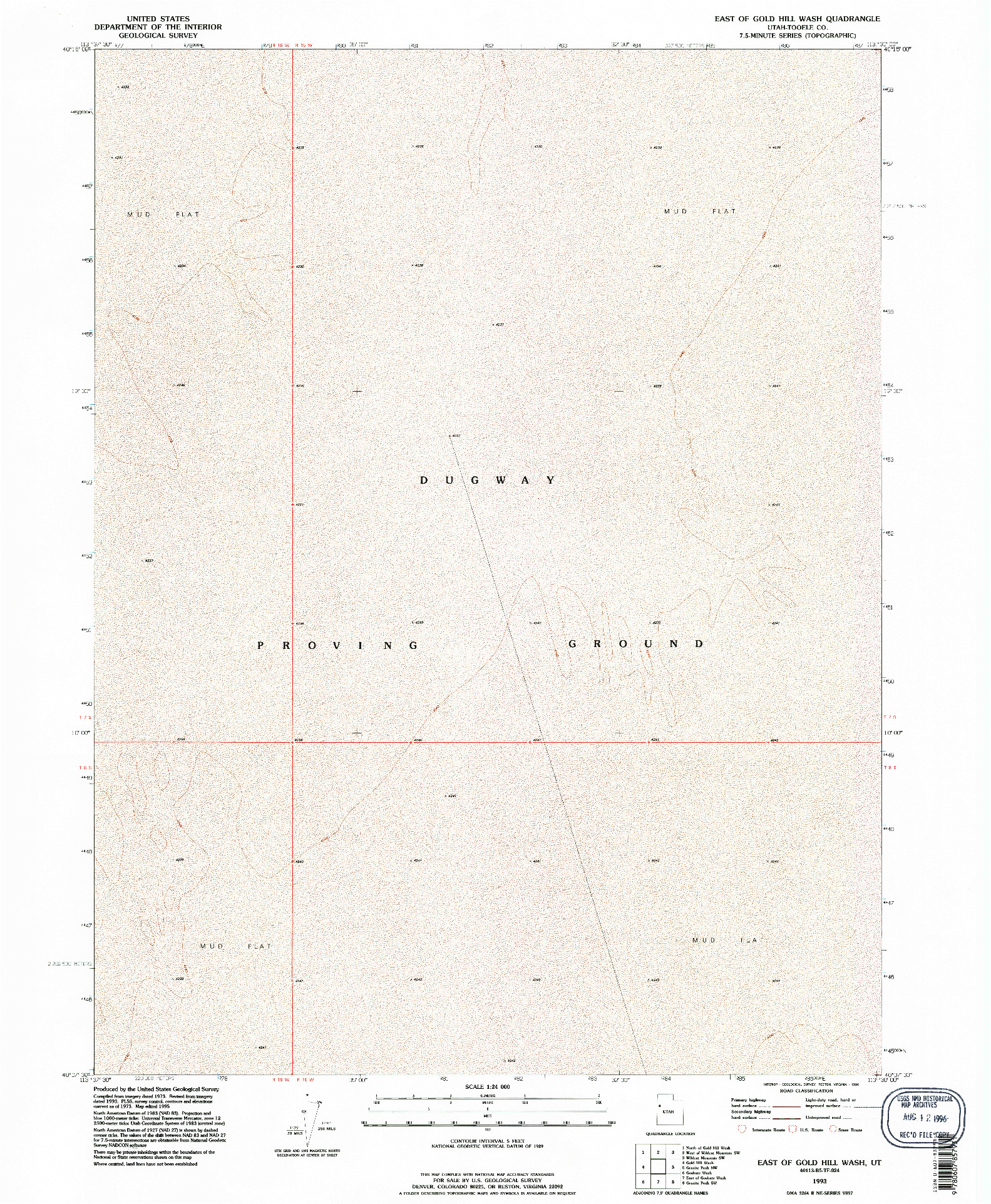 USGS 1:24000-SCALE QUADRANGLE FOR EAST OF GOLD HILL WASH, UT 1993