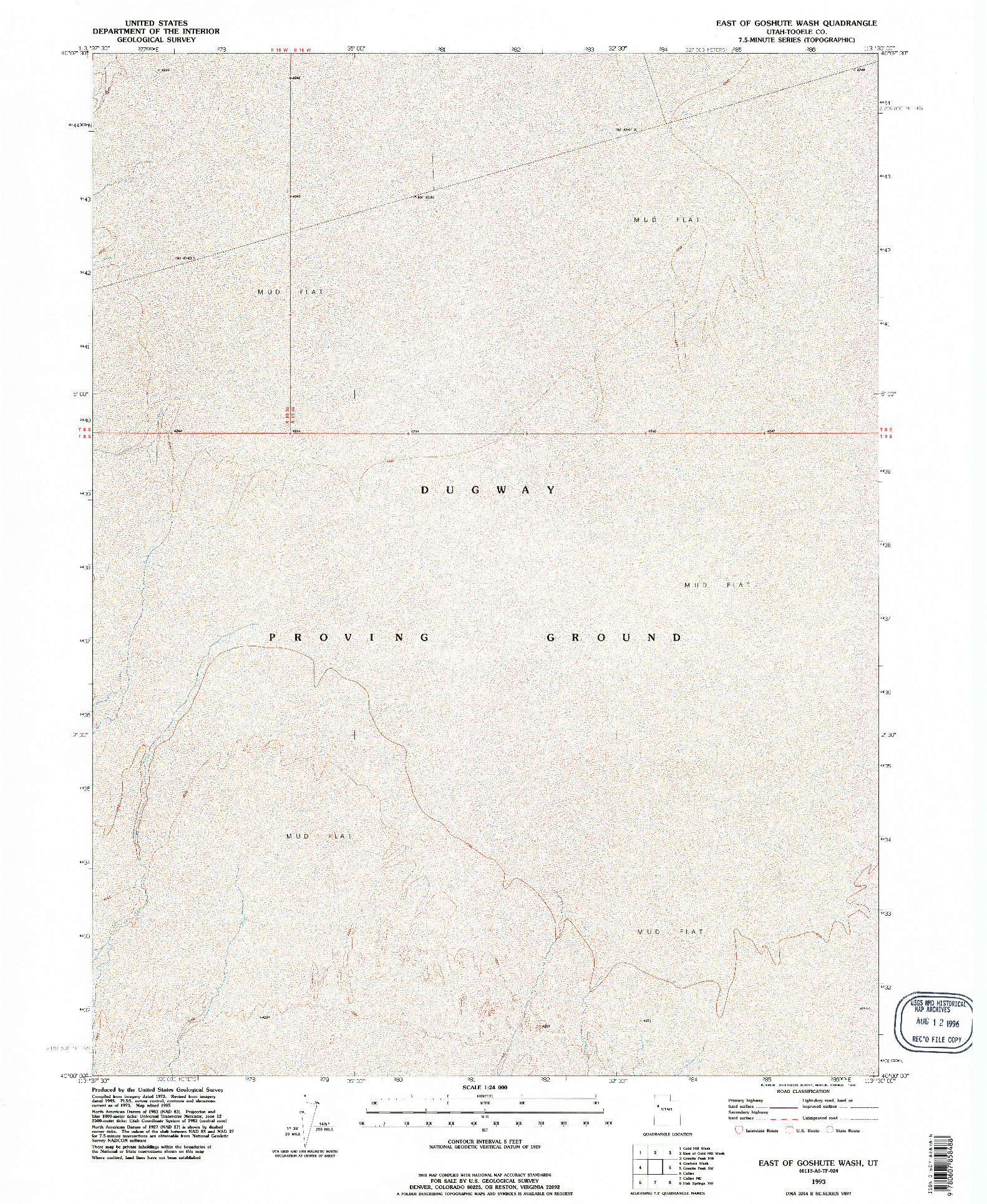 USGS 1:24000-SCALE QUADRANGLE FOR EAST OF GOSHUTE WASH, UT 1993