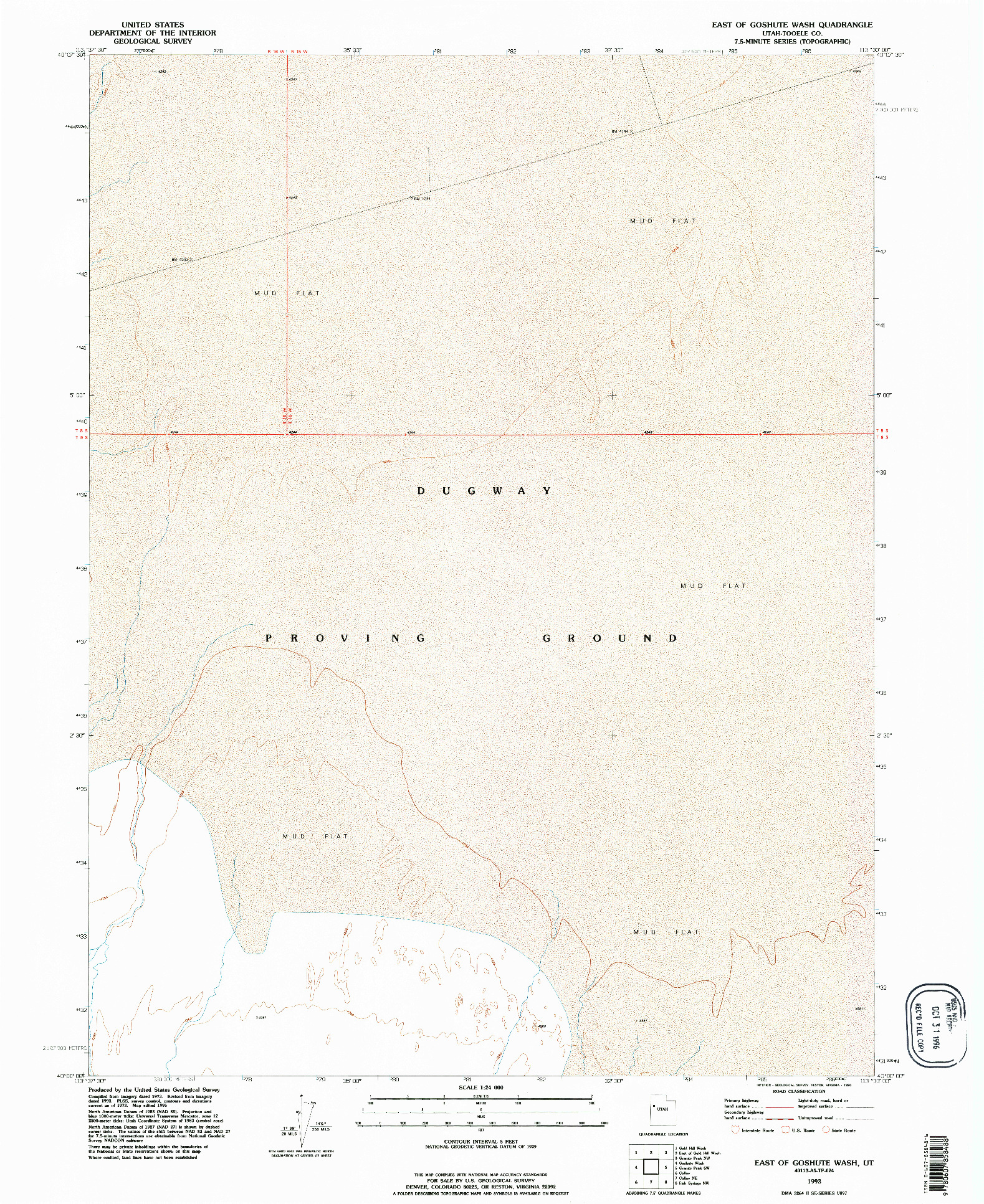 USGS 1:24000-SCALE QUADRANGLE FOR EAST OF GOSHUTE WASH, UT 1993