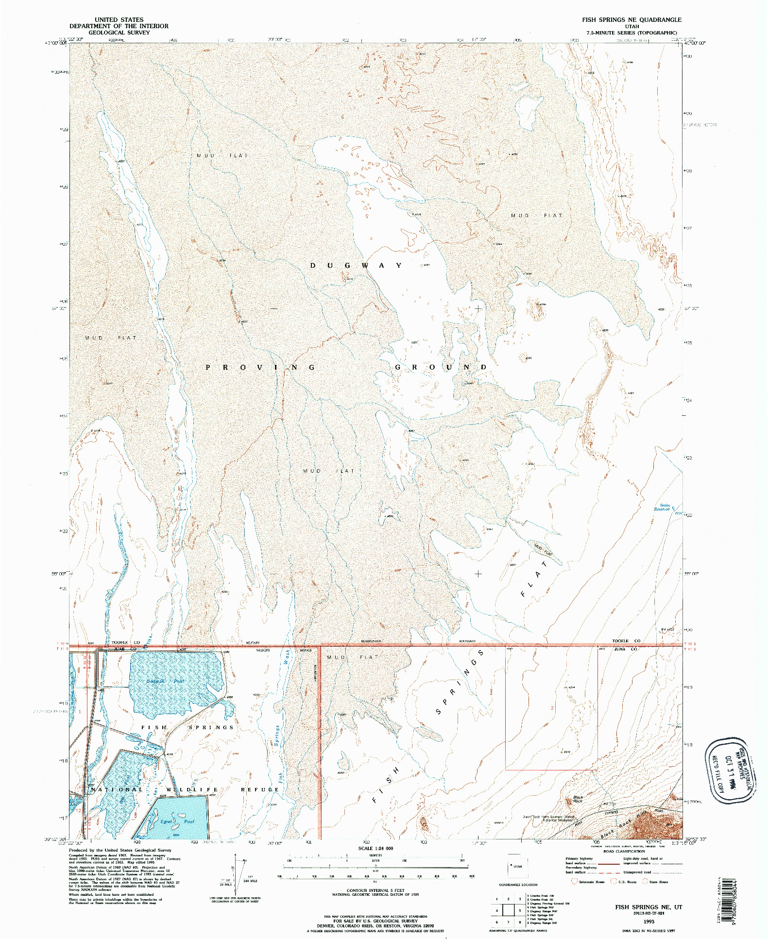 USGS 1:24000-SCALE QUADRANGLE FOR FISH SPRINGS NE, UT 1993