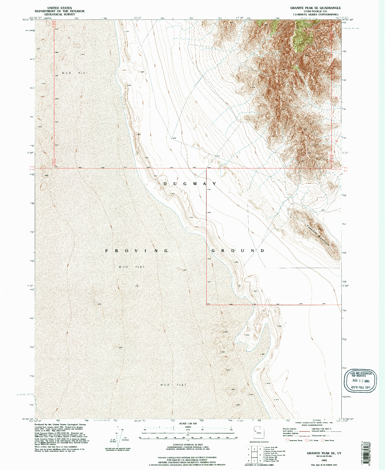 USGS 1:24000-SCALE QUADRANGLE FOR GRANITE PEAK SE, UT 1993