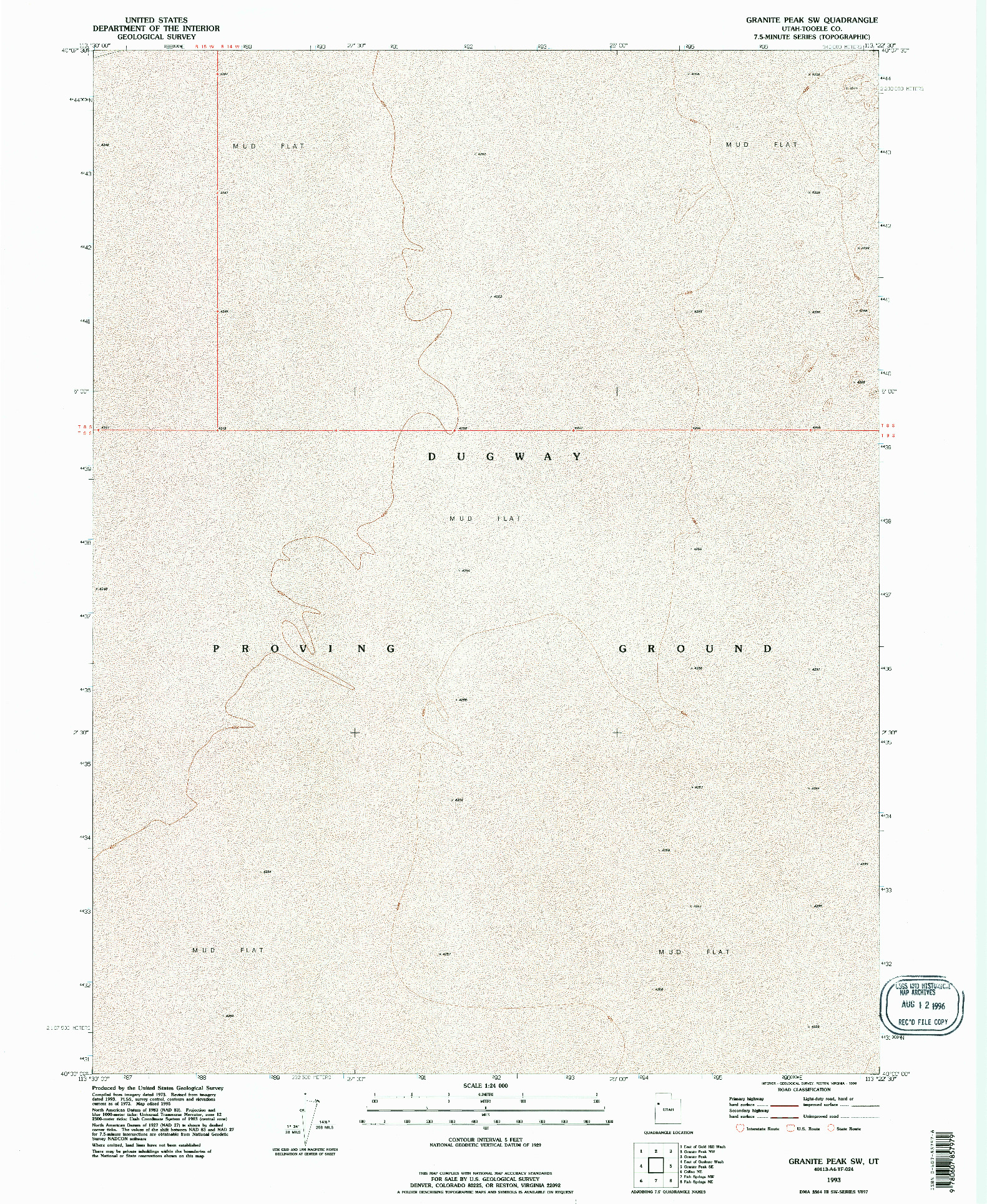USGS 1:24000-SCALE QUADRANGLE FOR GRANITE PEAK SW, UT 1993